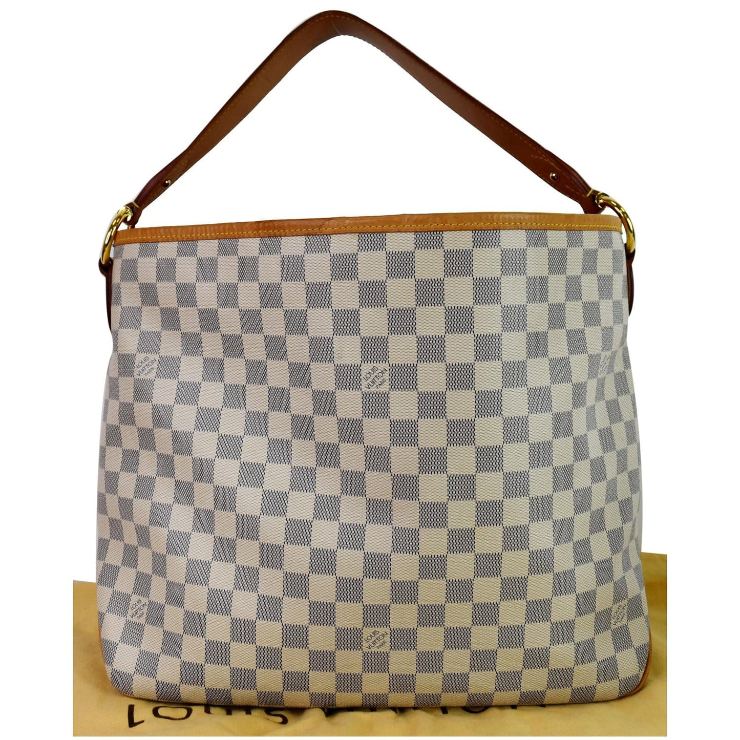 LOUIS VUITTON Delightful MM Damier Azur Hobo Shoulder Bag White