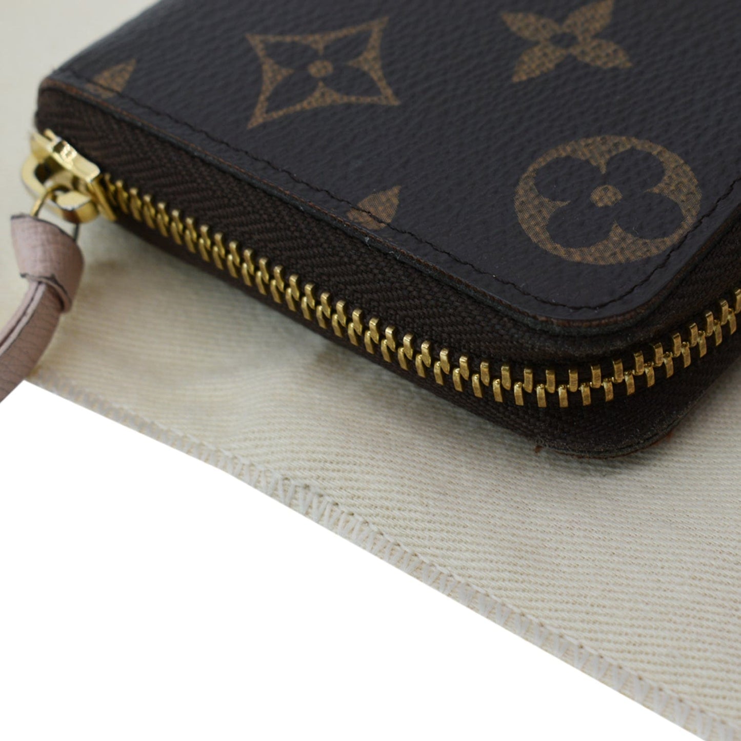 LOUIS VUITTON Clemence Monogram Canvas Zippy Wallet Brown