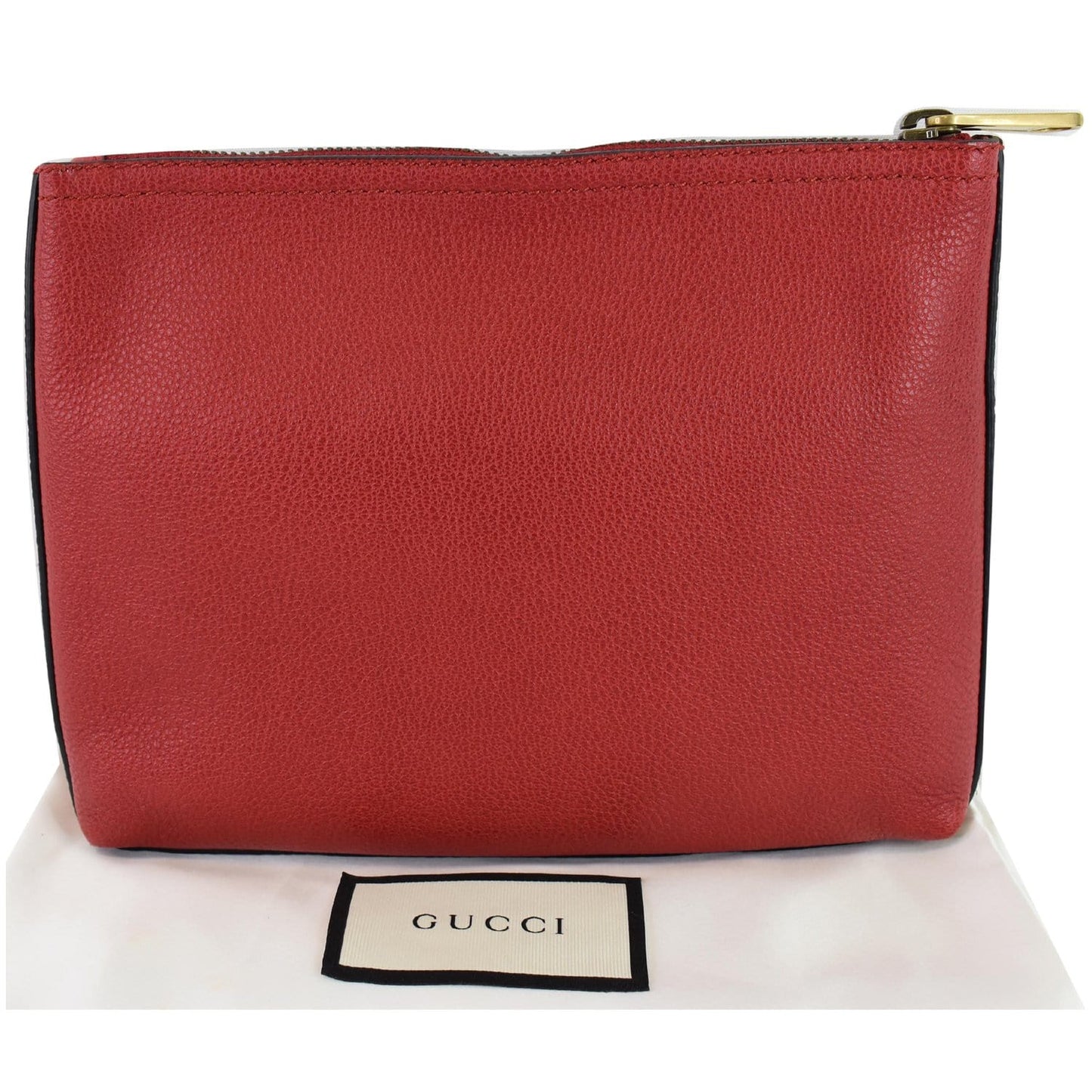 GUCCI Pebbled Leather Medium Logo Portfolio Clutch Hibiscus Red 495665 - 25% OFF