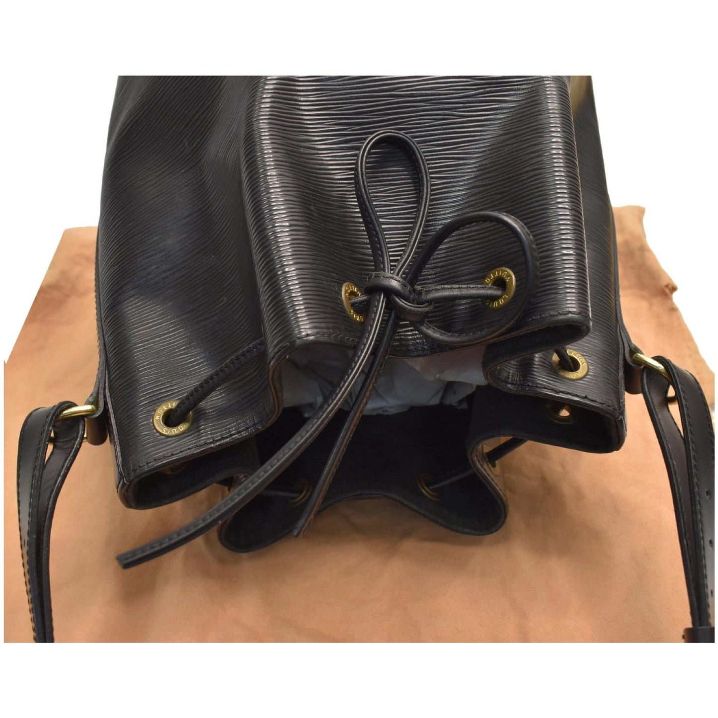 LOUIS VUITTON Petit Noe Epi Leather Shoulder Bag Black