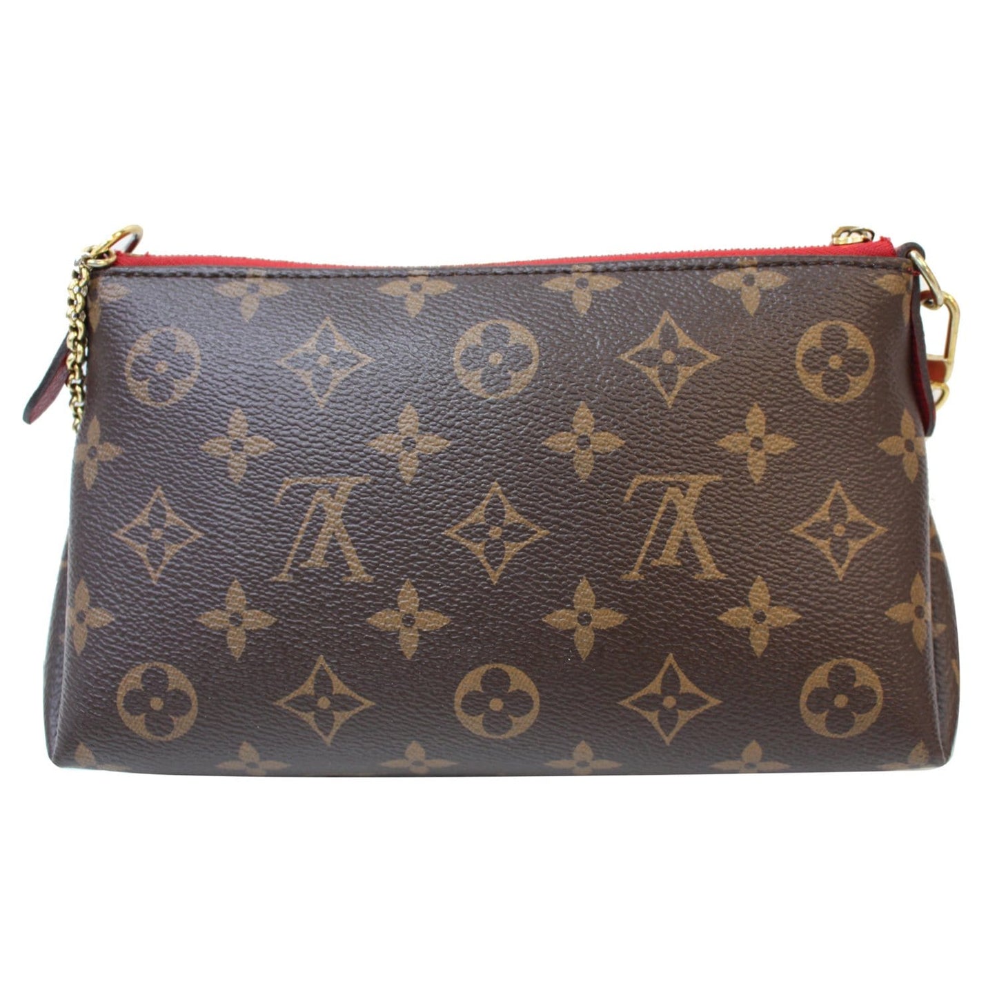 LOUIS VUITTON Pallas Monogram Canvas Clutch Crossbody Bag Brown
