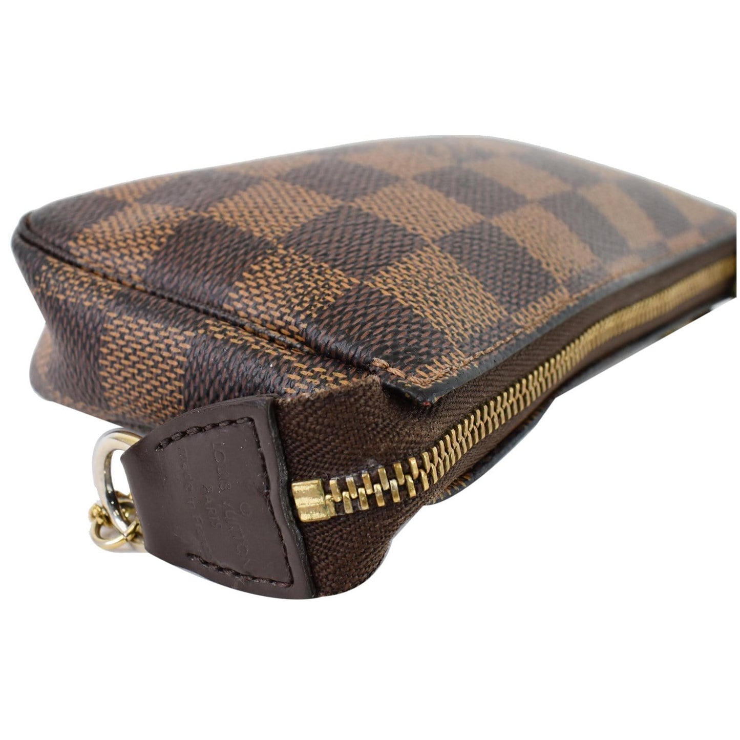 LOUIS VUITTON Mini Pochette Damier Ebene Pouch Brown