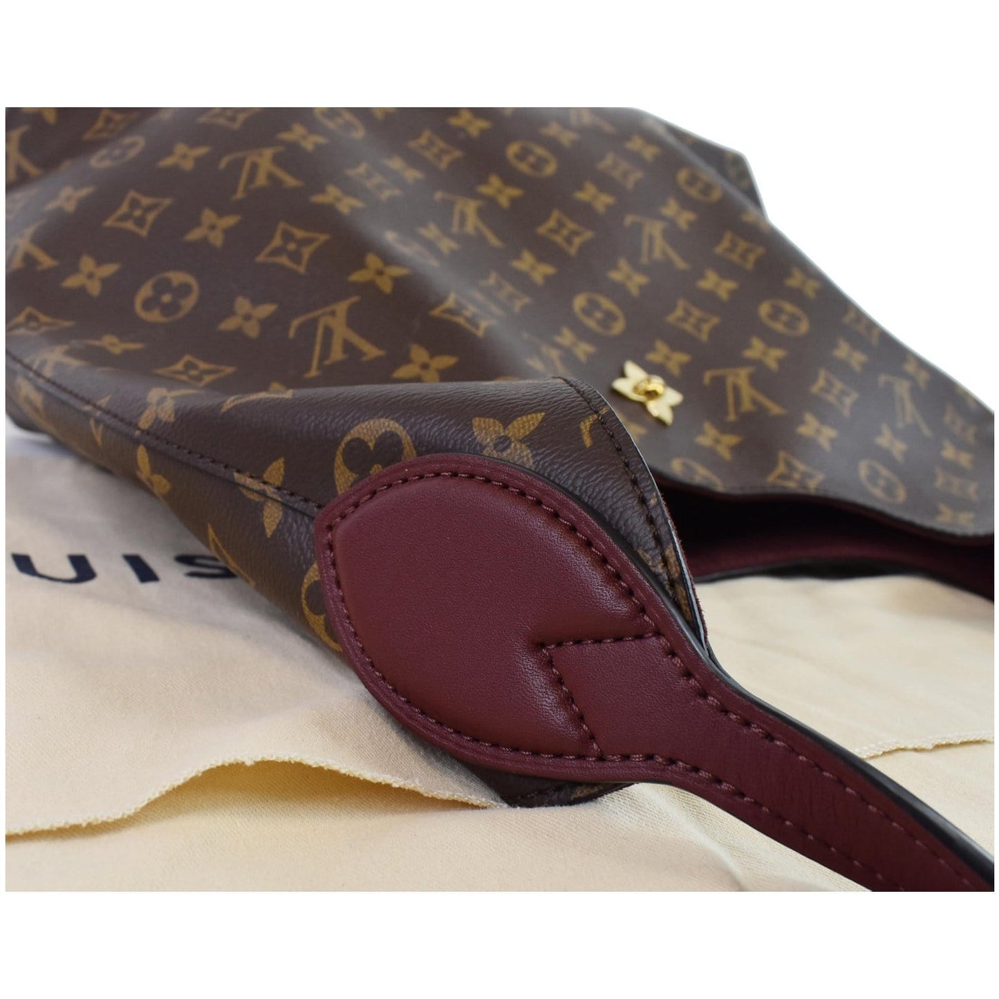 LOUIS VUITTON Flower Hobo Monogram Canvas Shoulder Hobo Bag Brown