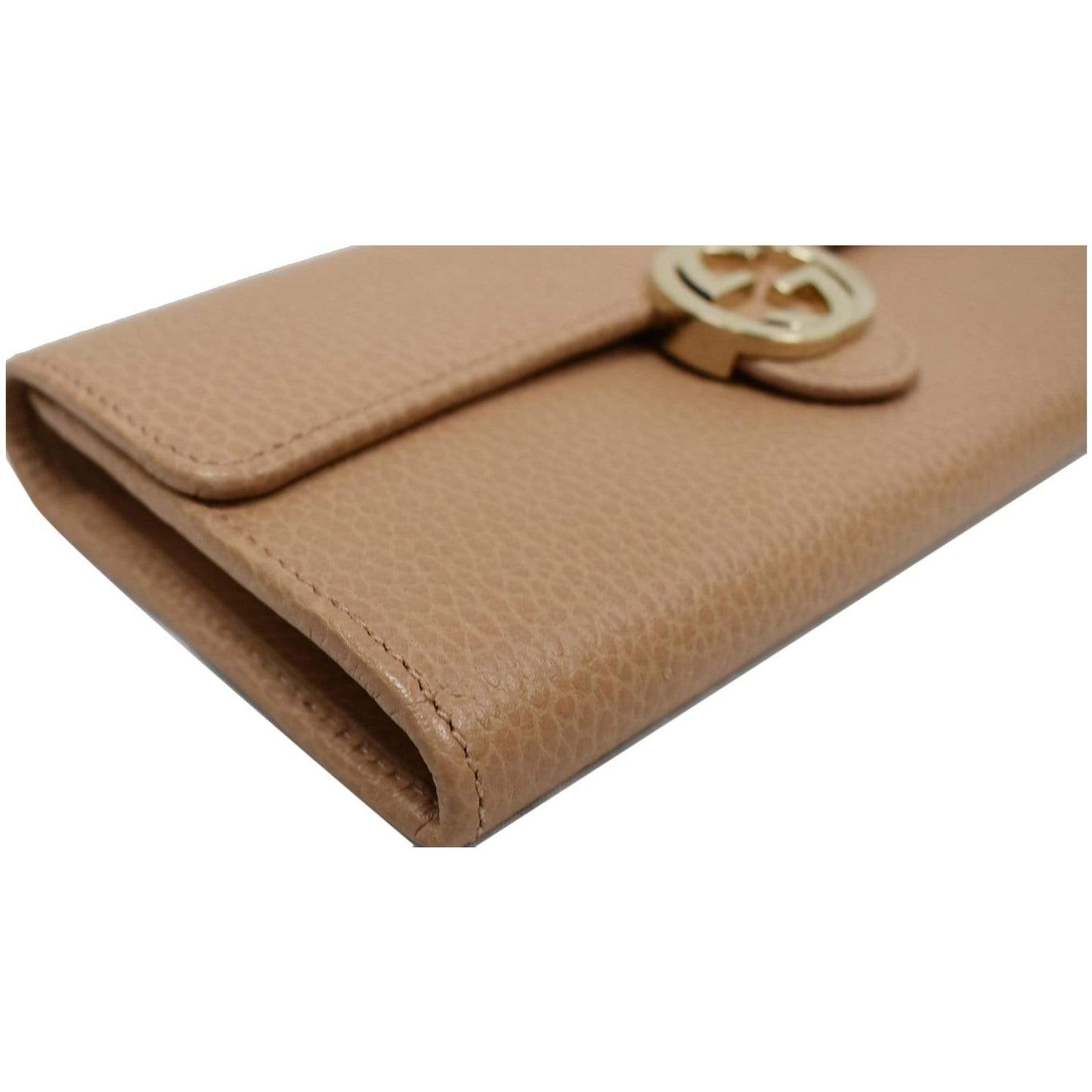 GUCCI GG Interlocking Continental Leather Wallet Beige 615524