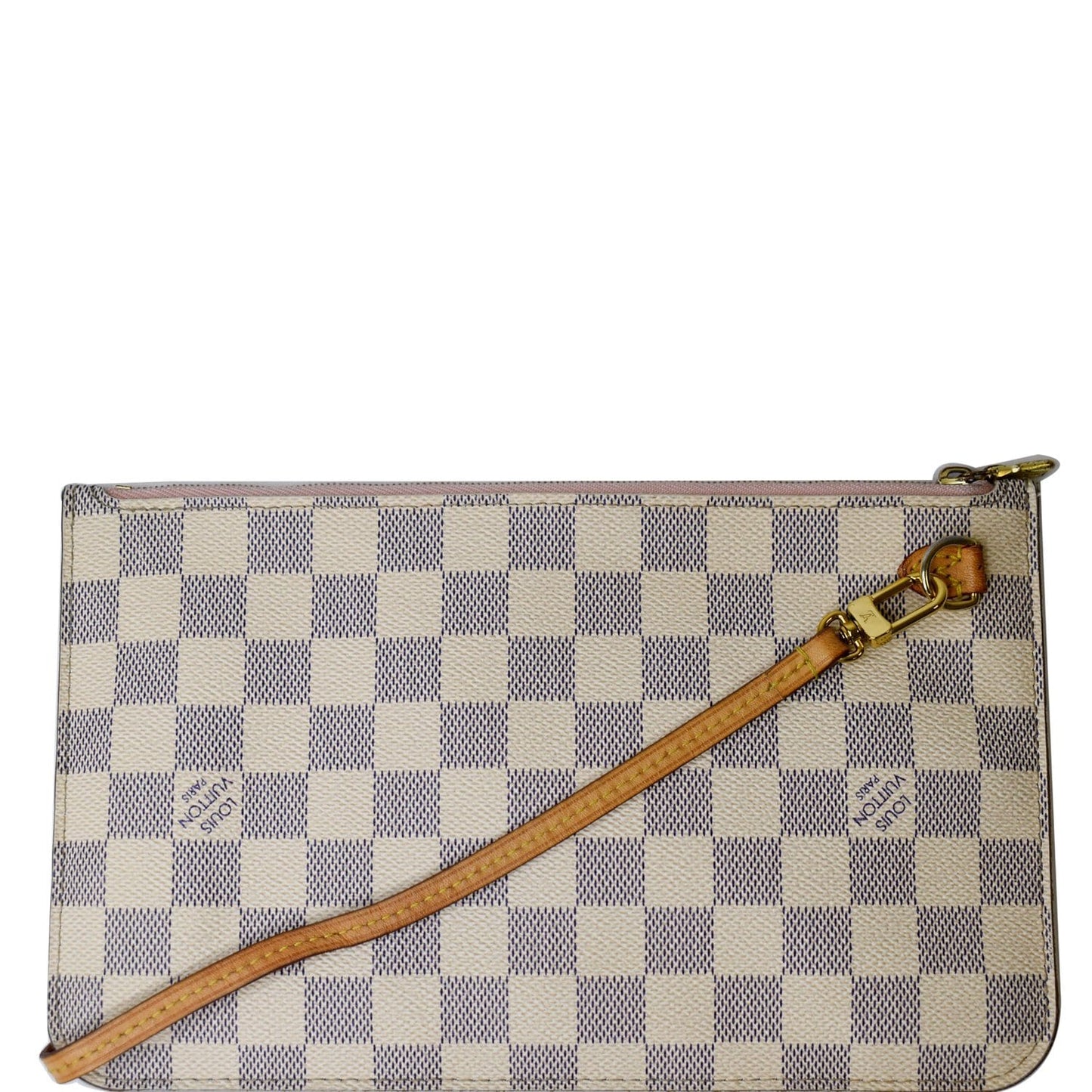 LOUIS VUITTON Pochette Wristlet Pouch Damier Azur Neverfull MM White