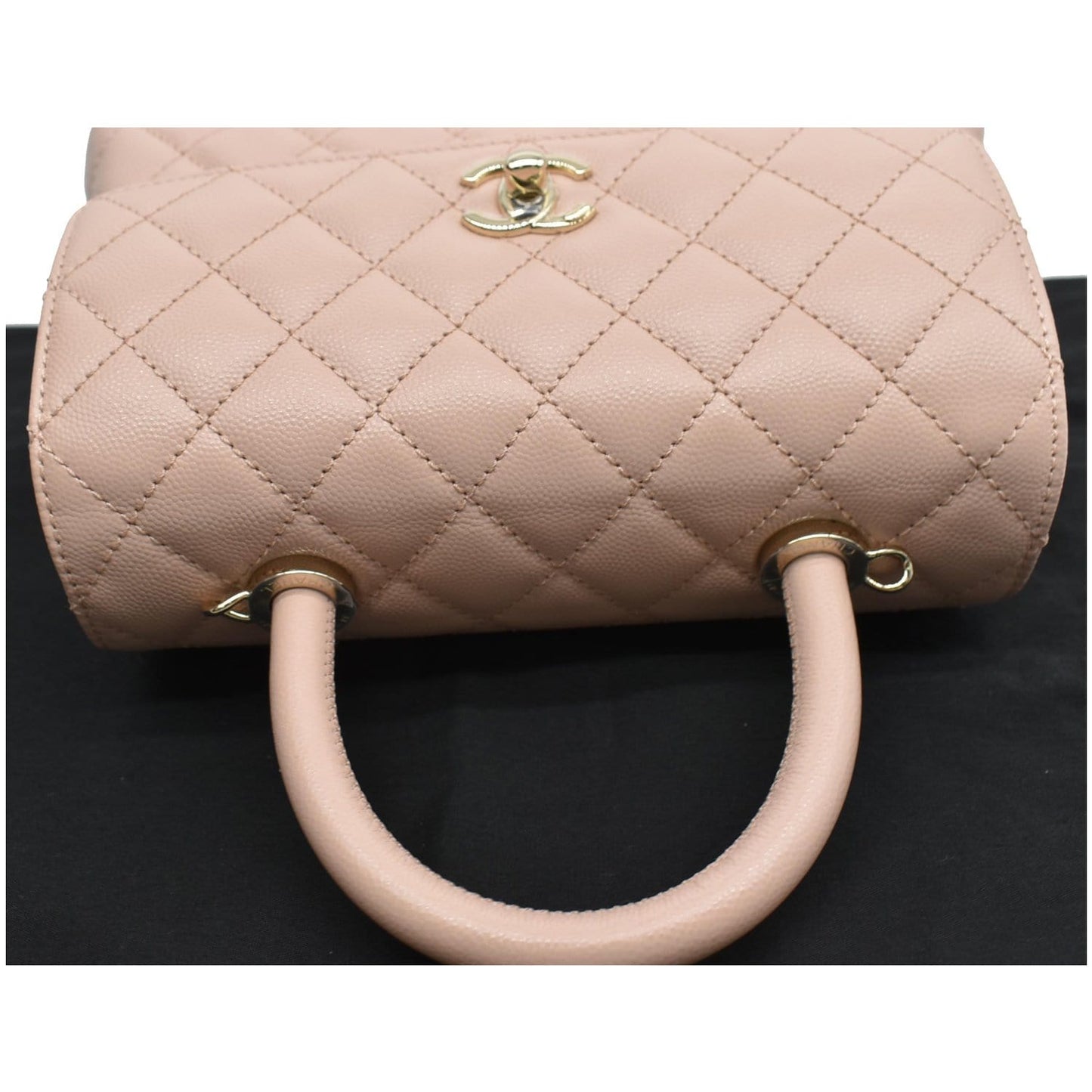 CHANEL Coco Mini Top Handle Flap Caviar Leather Shoulder Bag Pink