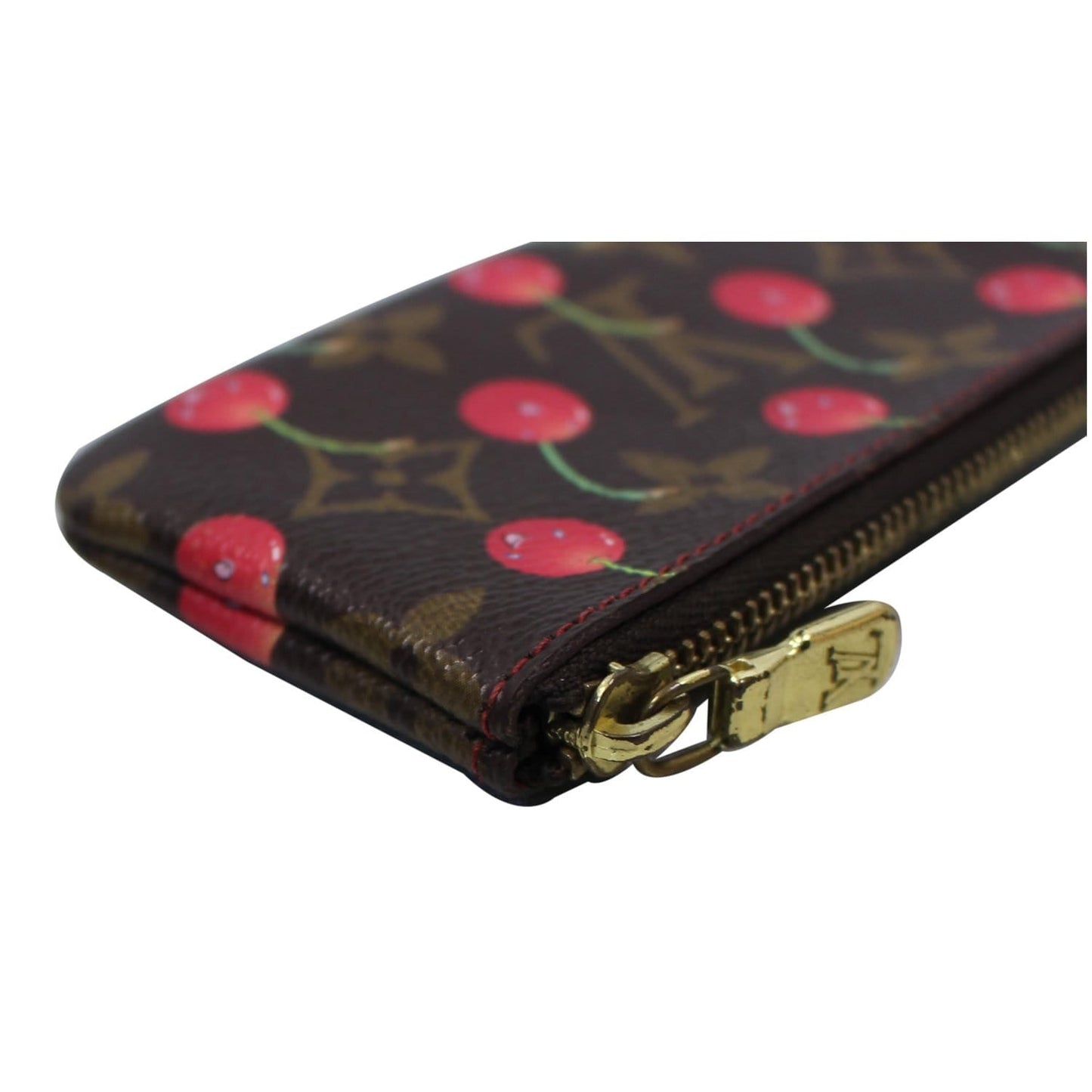 LOUIS VUITTON Key Pouch Cerises Cherry Monogram Coin Purse Brown