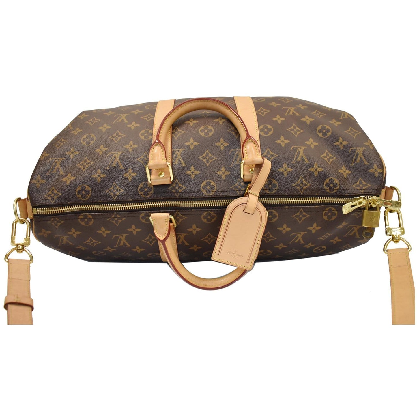 LOUIS VUITTON Keepall 45 Bandouliere Monogram Canvas Travel Bag Brown