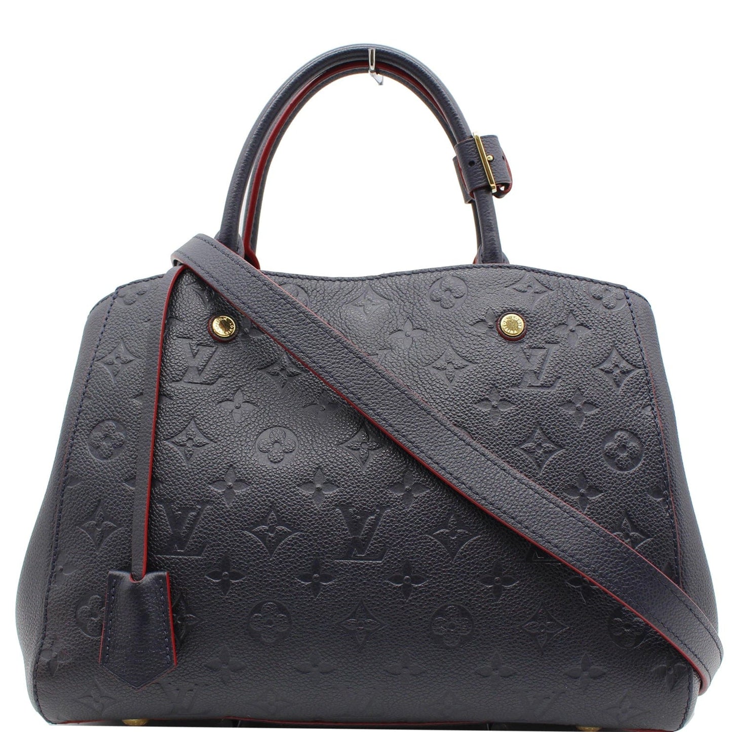 LOUIS VUITTON Montaigne MM Monogram Empreinte Shoulder Bag Blue