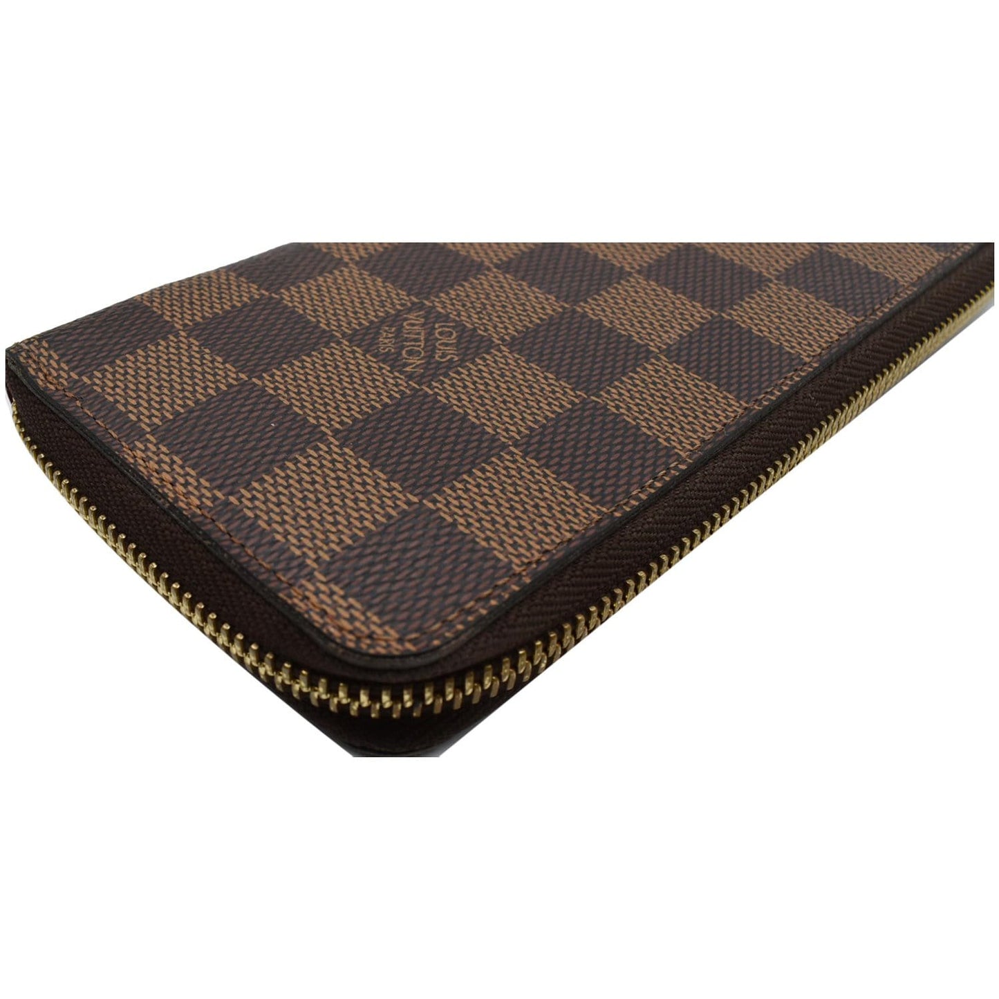 LOUIS VUITTON Clemence Damier Ebene Zippy Wallet Brown