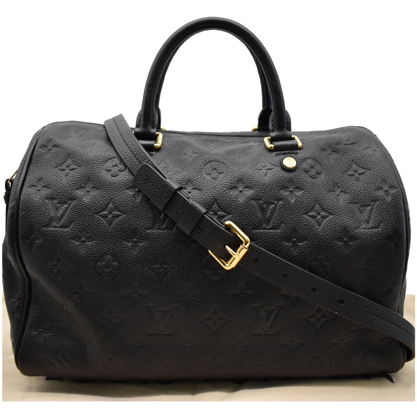 LOUIS VUITTON Speedy 30 Bandouliere Monogram Empreinte Leather Shoulder Bag Black