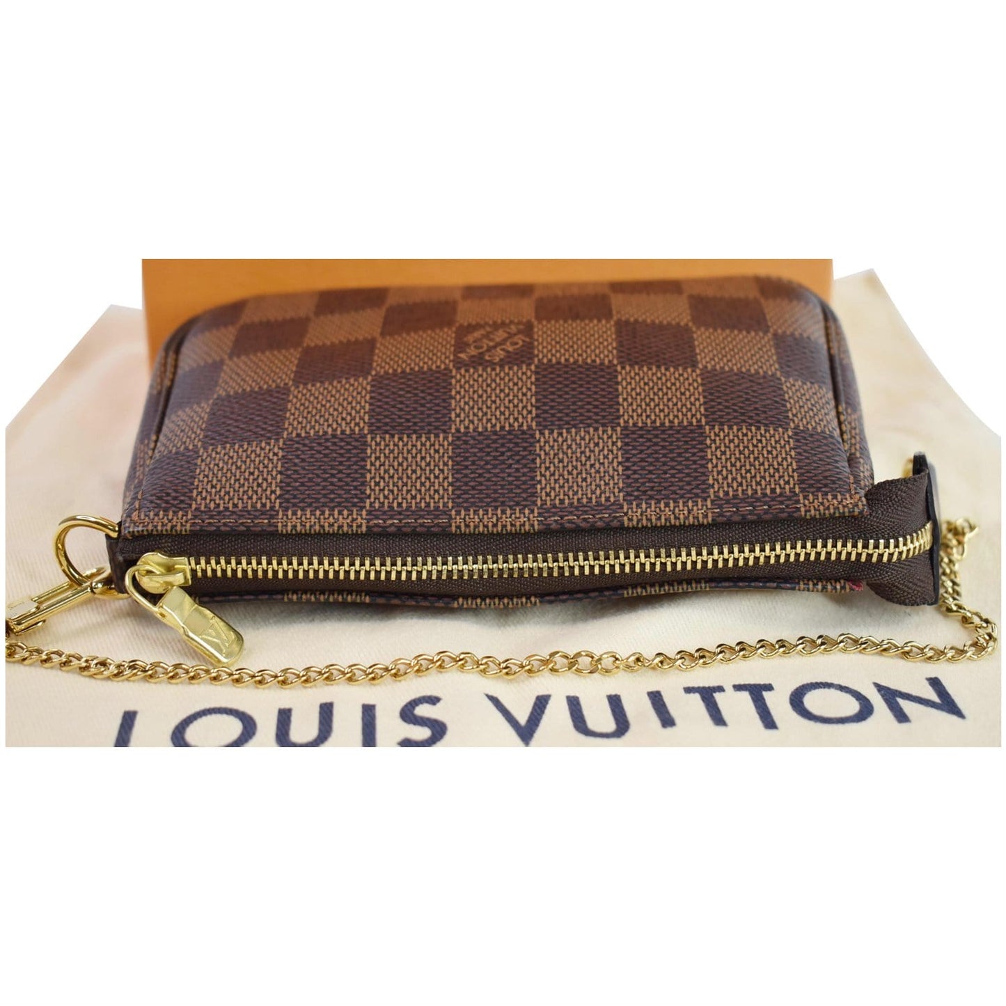 LOUIS VUITTON Mini Pochette Damier Ebene Accessories Pouch Brown