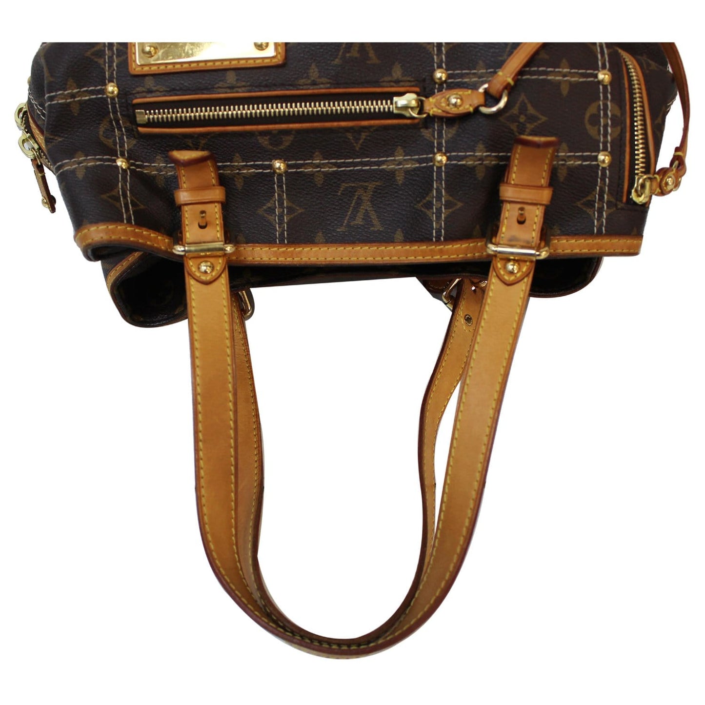 LOUIS VUITTON Riveting Monogram Canvas Tote Bag Brown - 15% OFF