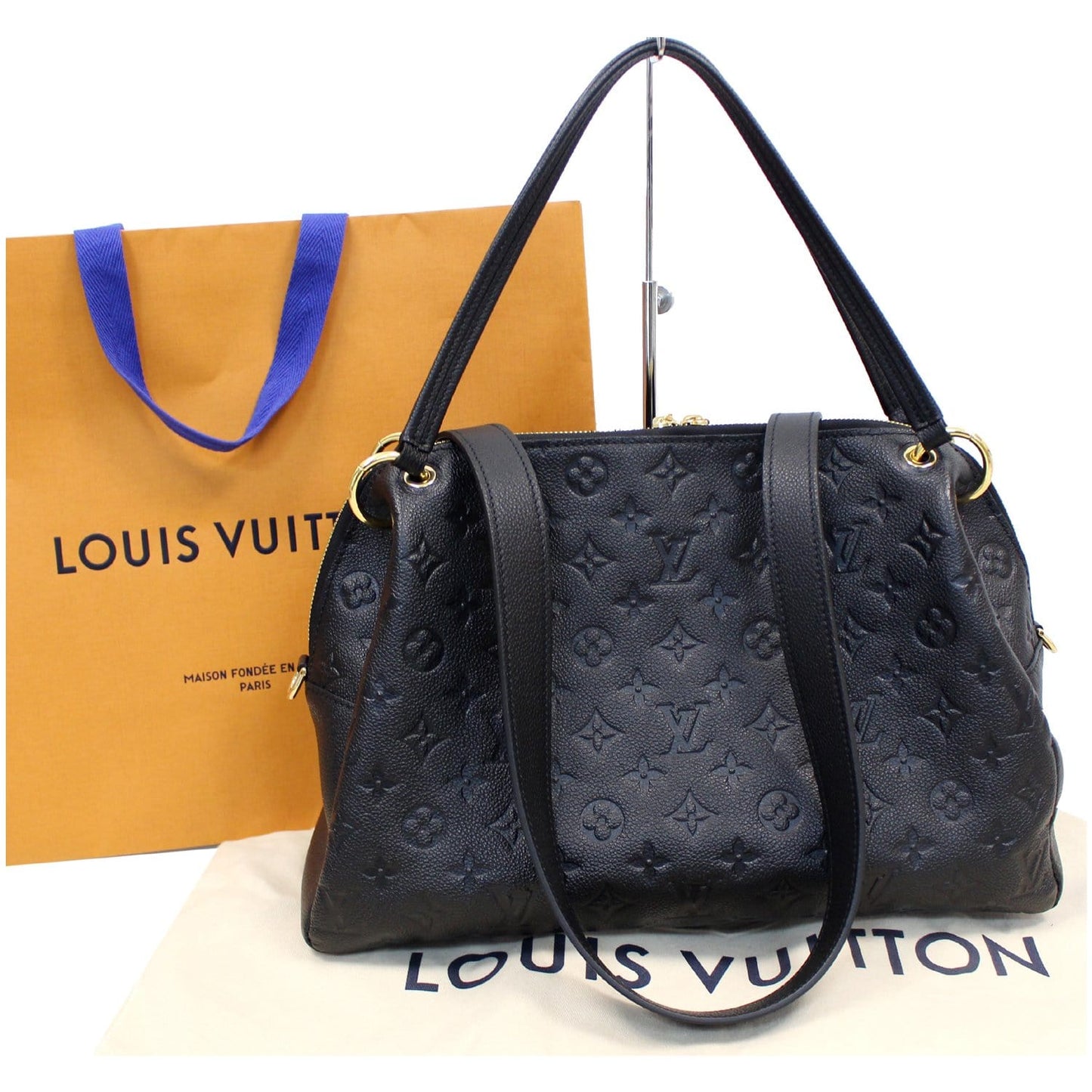 LOUIS VUITTON Ponthieu PM Empreinte Leather Shoulder Bag Black
