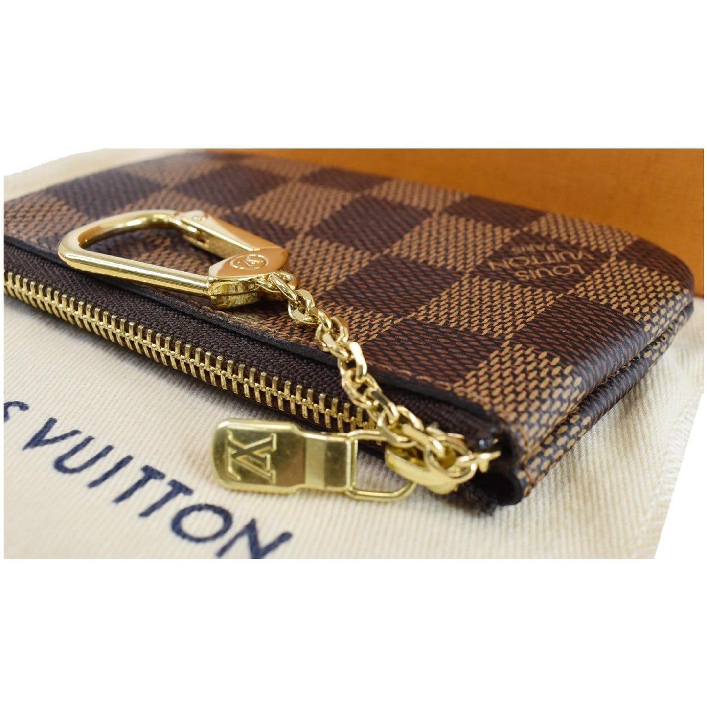 LOUIS VUITTON Pochette Key Cles Damier Ebene Coin Case Brown