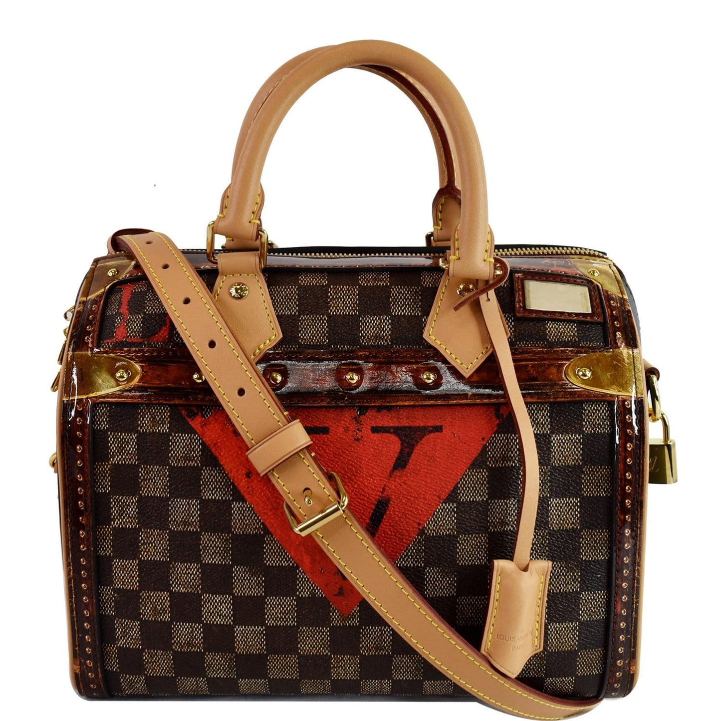 LOUIS VUITTON Time Trunk Speedy 25 Bandouliere Damier Shoulder Bag Black