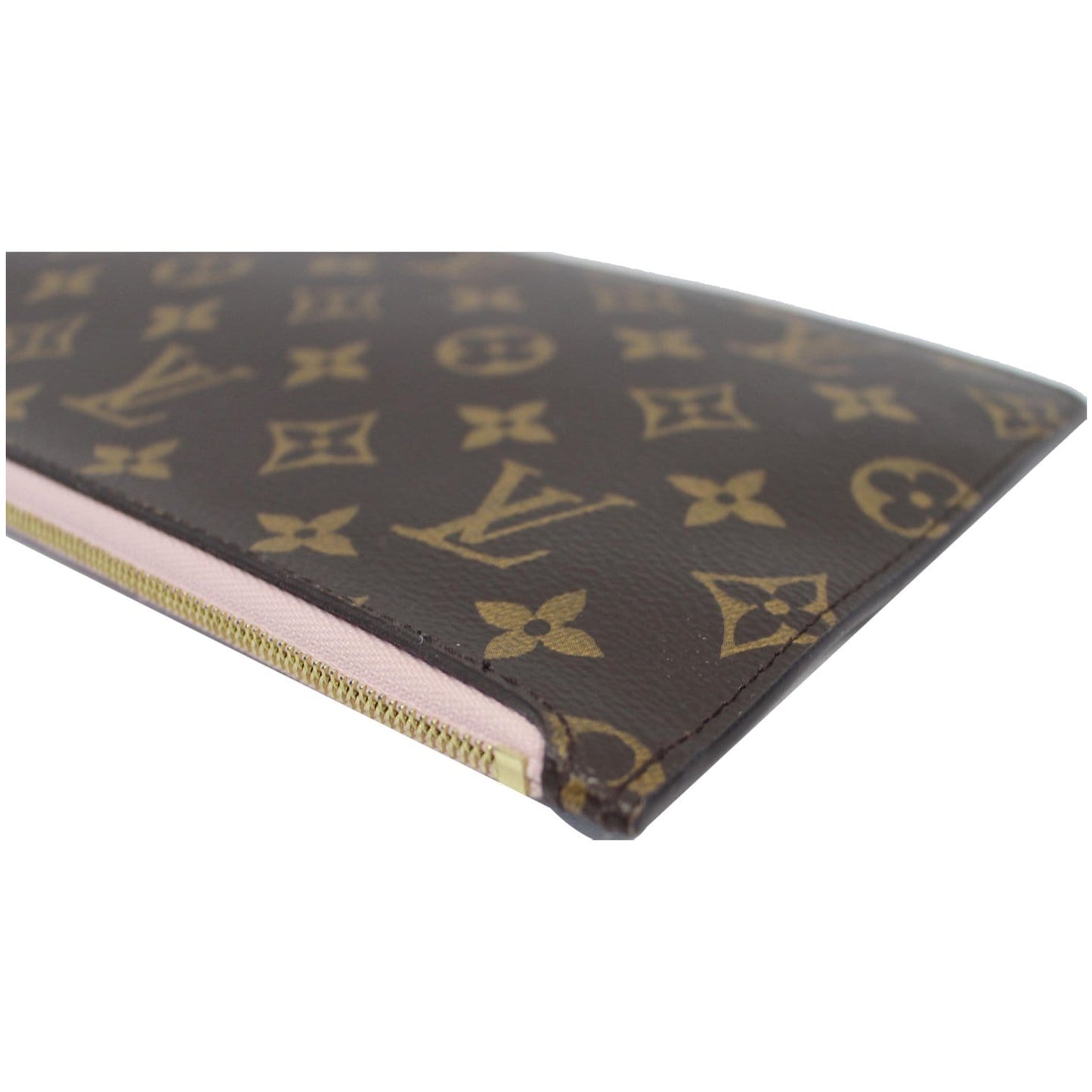 LOUIS VUITTON Pochette Wristlet Pouch Monogram Canvas Neverfull MM Rose Ballerine