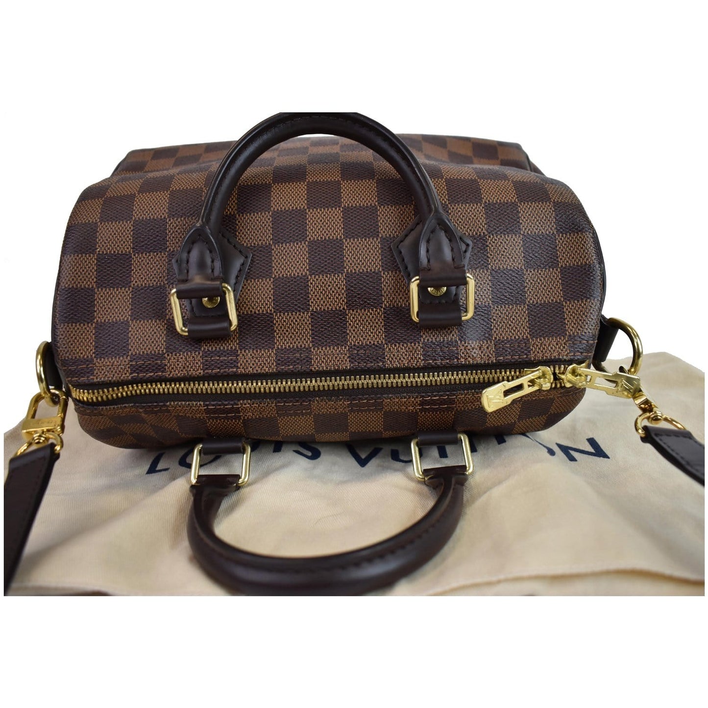 LOUIS VUITTON Speedy 25 Bandouliere Damier Ebene Shoulder Bag Brown