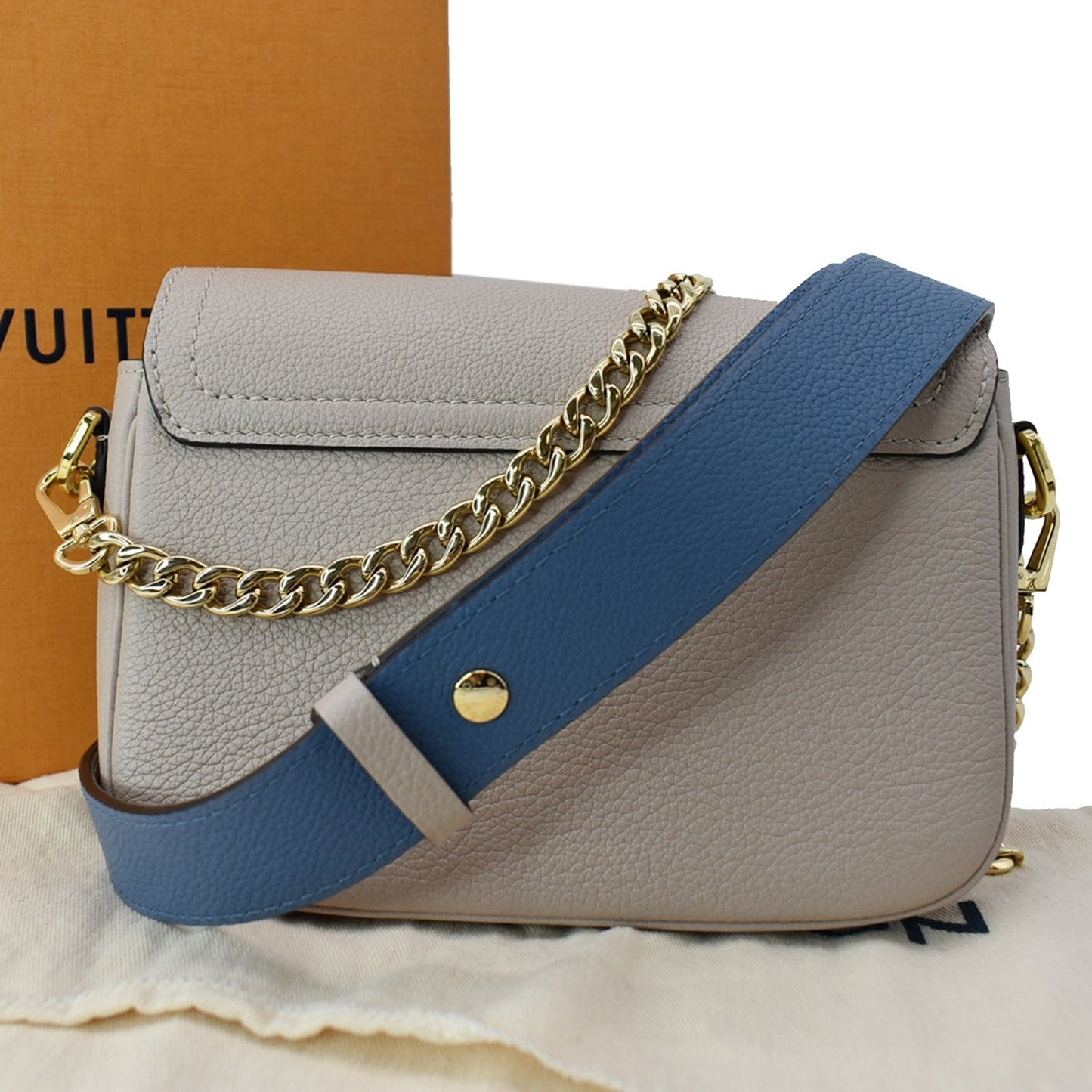 LOUIS VUITTON Lockme Tender Grained Calfskin Leather Shoulder Bag Greige