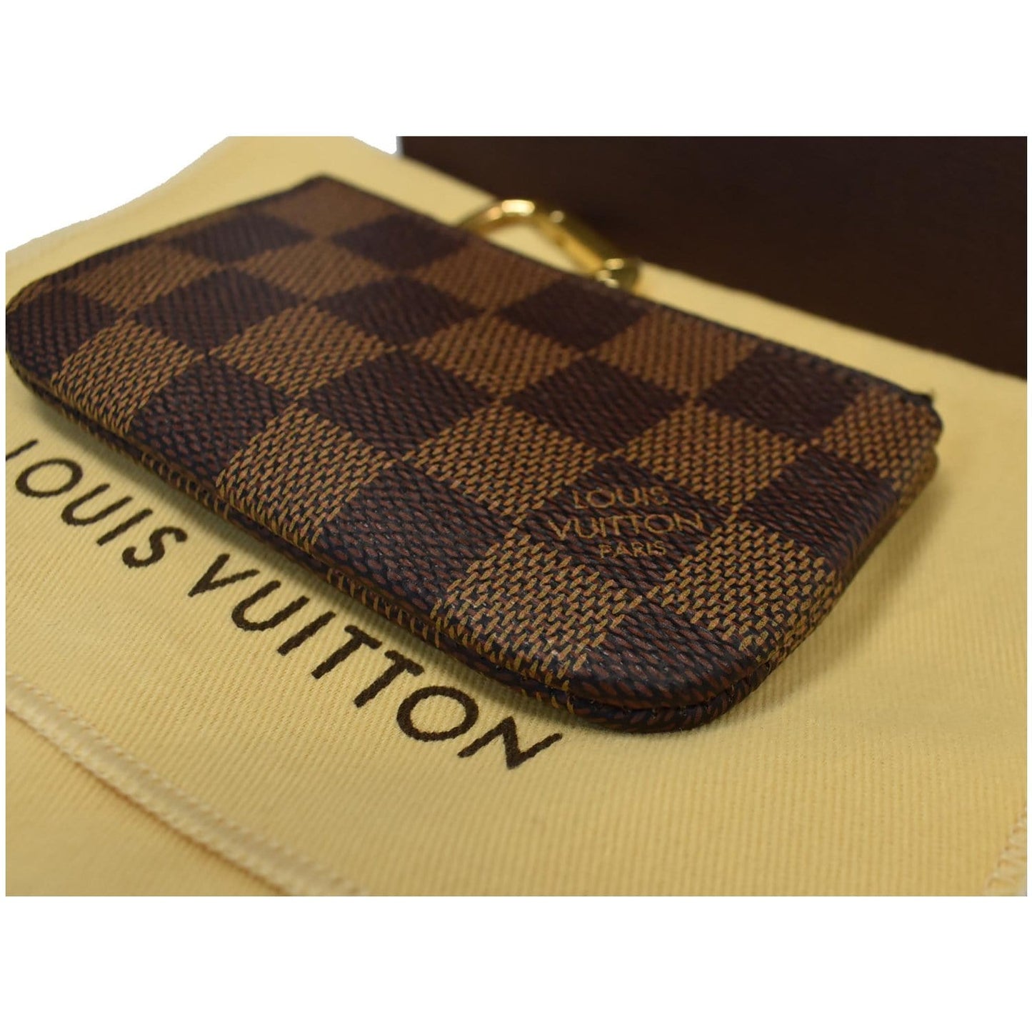 LOUIS VUITTON Key Coin Pouch Damier Ebene Brown