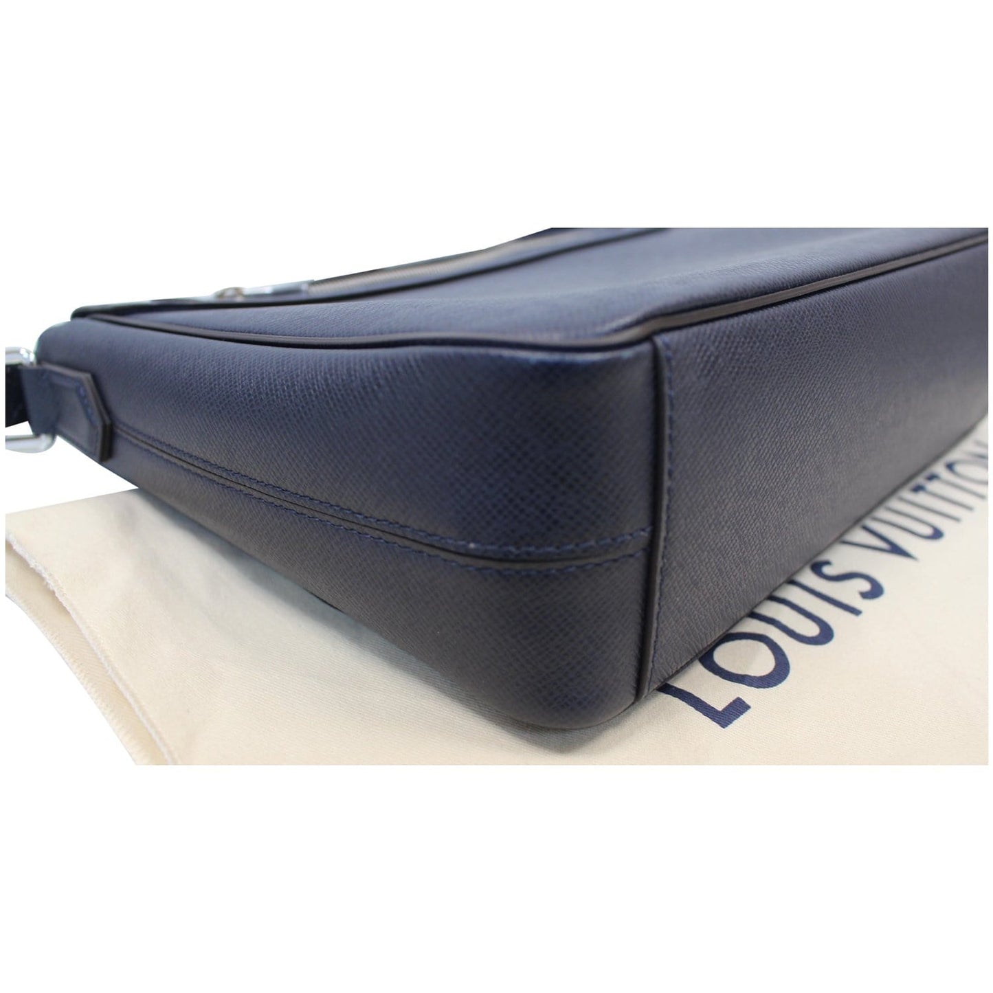 LOUIS VUITTON Roman MM Taiga Leather Messenger Bag Blue
