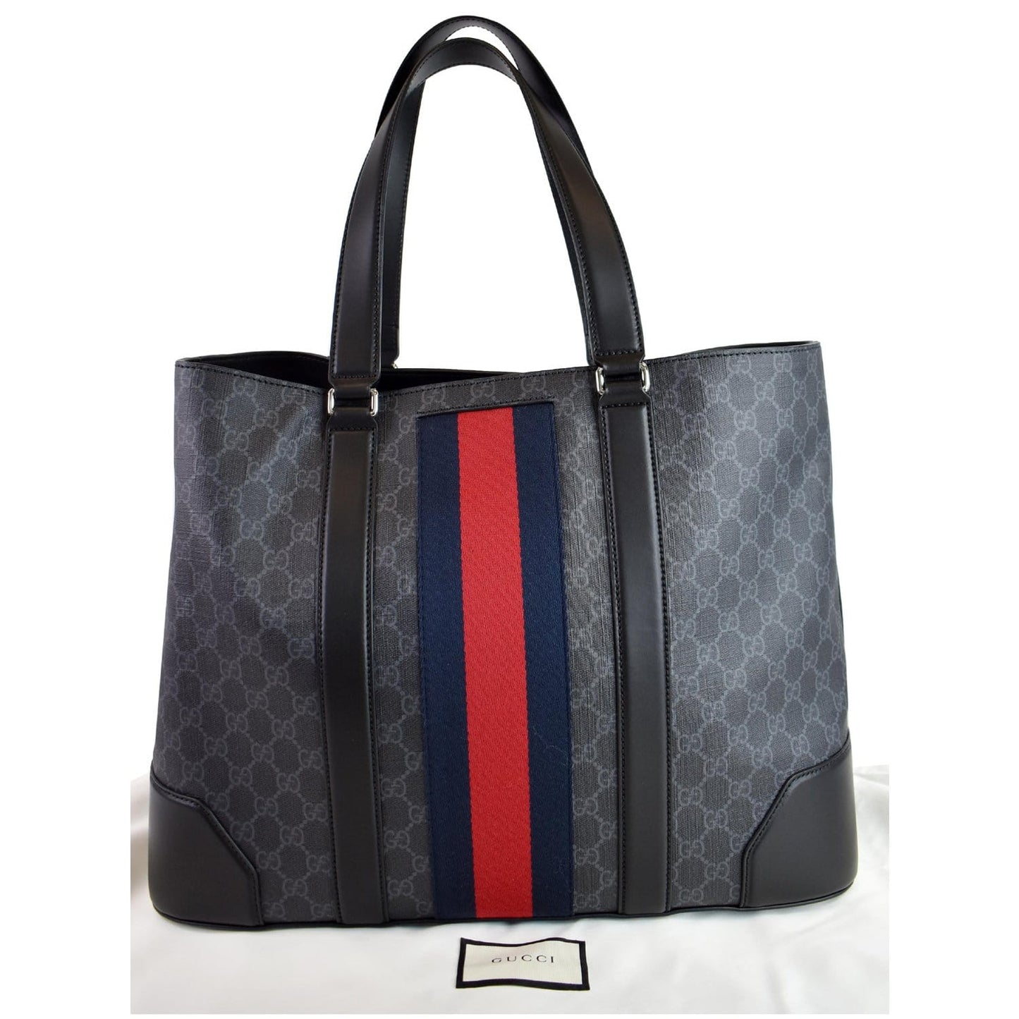 GUCCI Sherry Line GG Supreme Canvas Tote Bag Black 495560