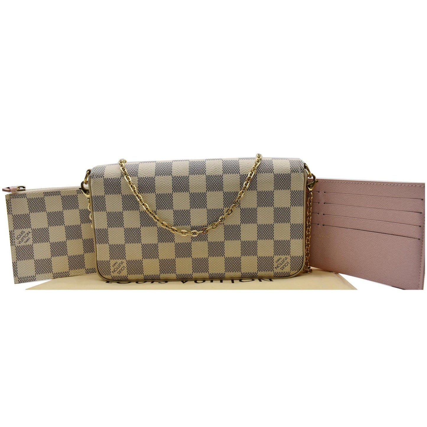 LOUIS VUITTON Felicie Pochette Damier Azur Crossbody Bag White