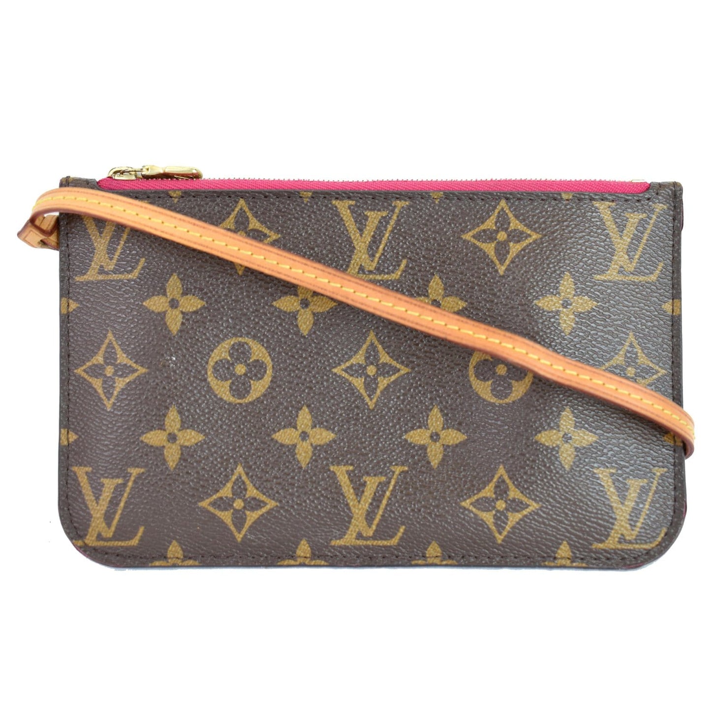 LOUIS VUITTON Pochette Wristlet Pouch Monogram Canvas Neverfull PM Brown