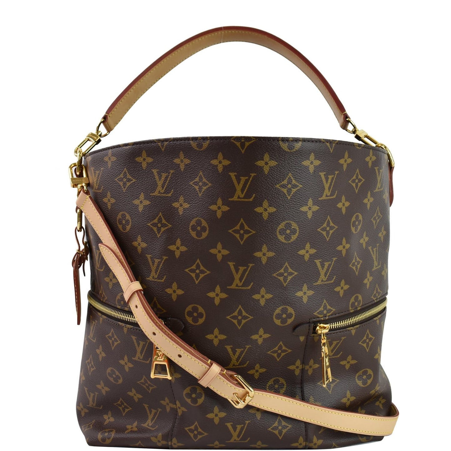 LOUIS VUITTON Melie Monogram Canvas Hobo Bag Brown