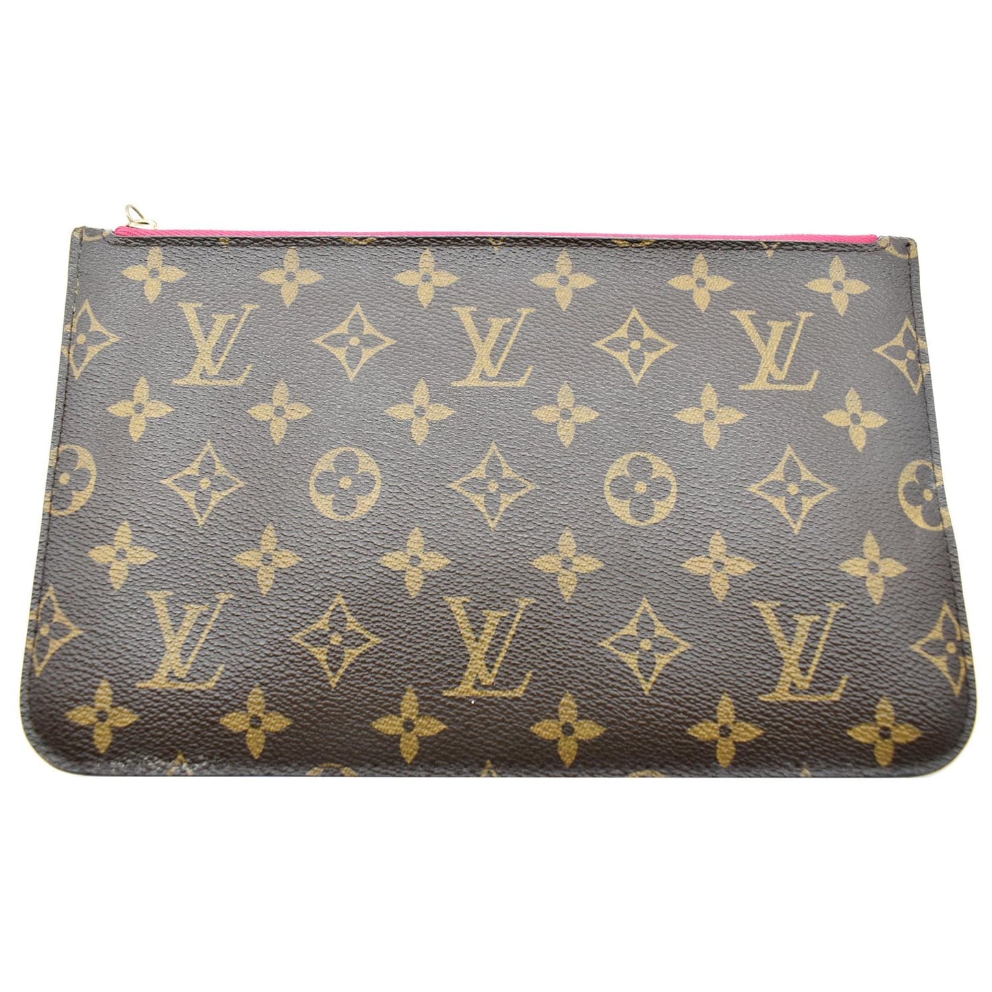 LOUIS VUITTON Neverfull MM Monogram Canvas Pochette Wristlet Pouch Brown