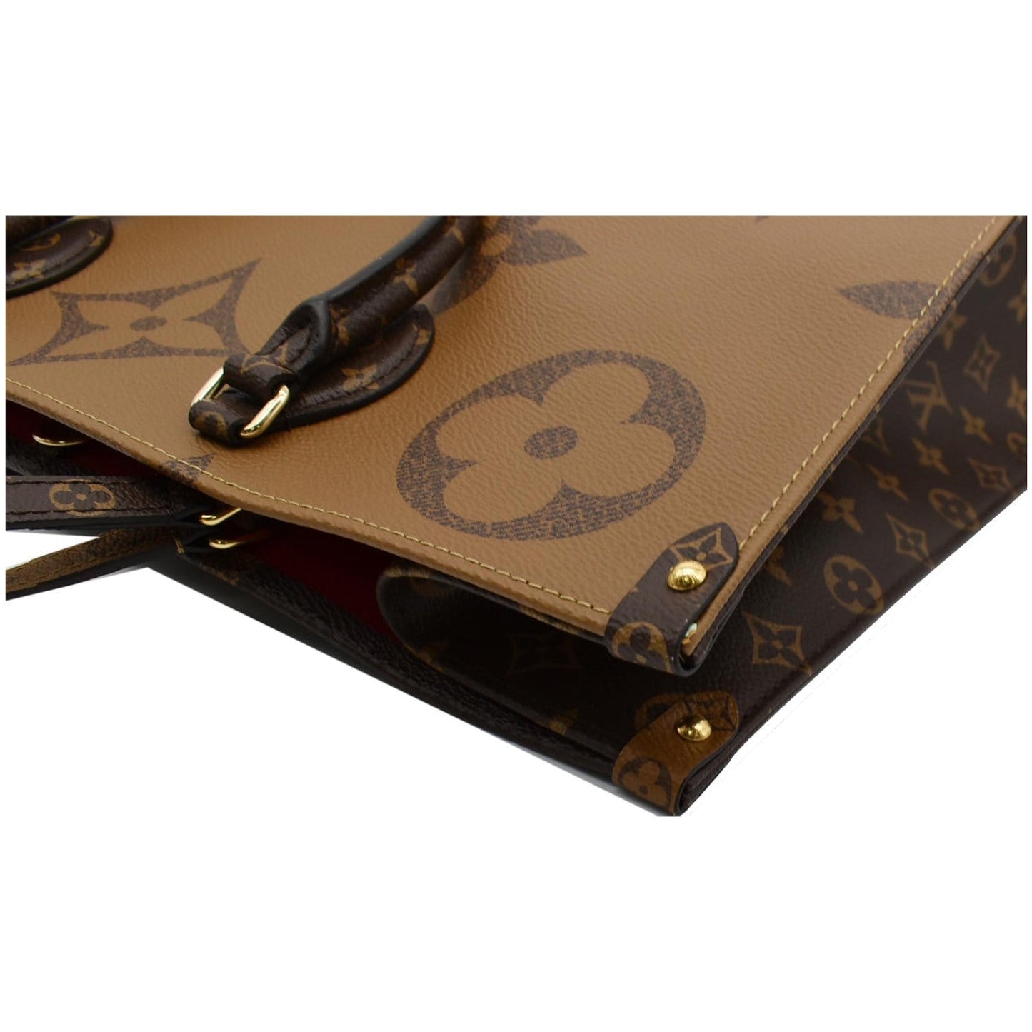 LOUIS VUITTON Onthego GM Reverse Monogram Canvas Tote Shoulder Bag Brown