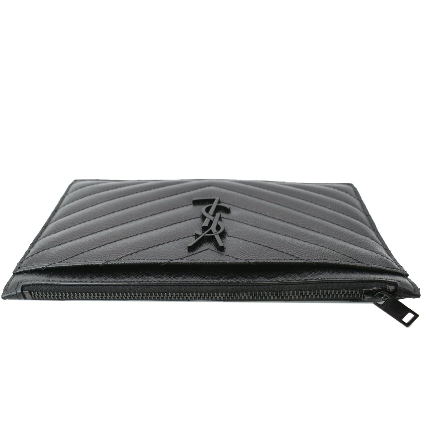 YVES SAINT LAURENT Matelasse Bill Grain De Poudre Zip Pouch Black