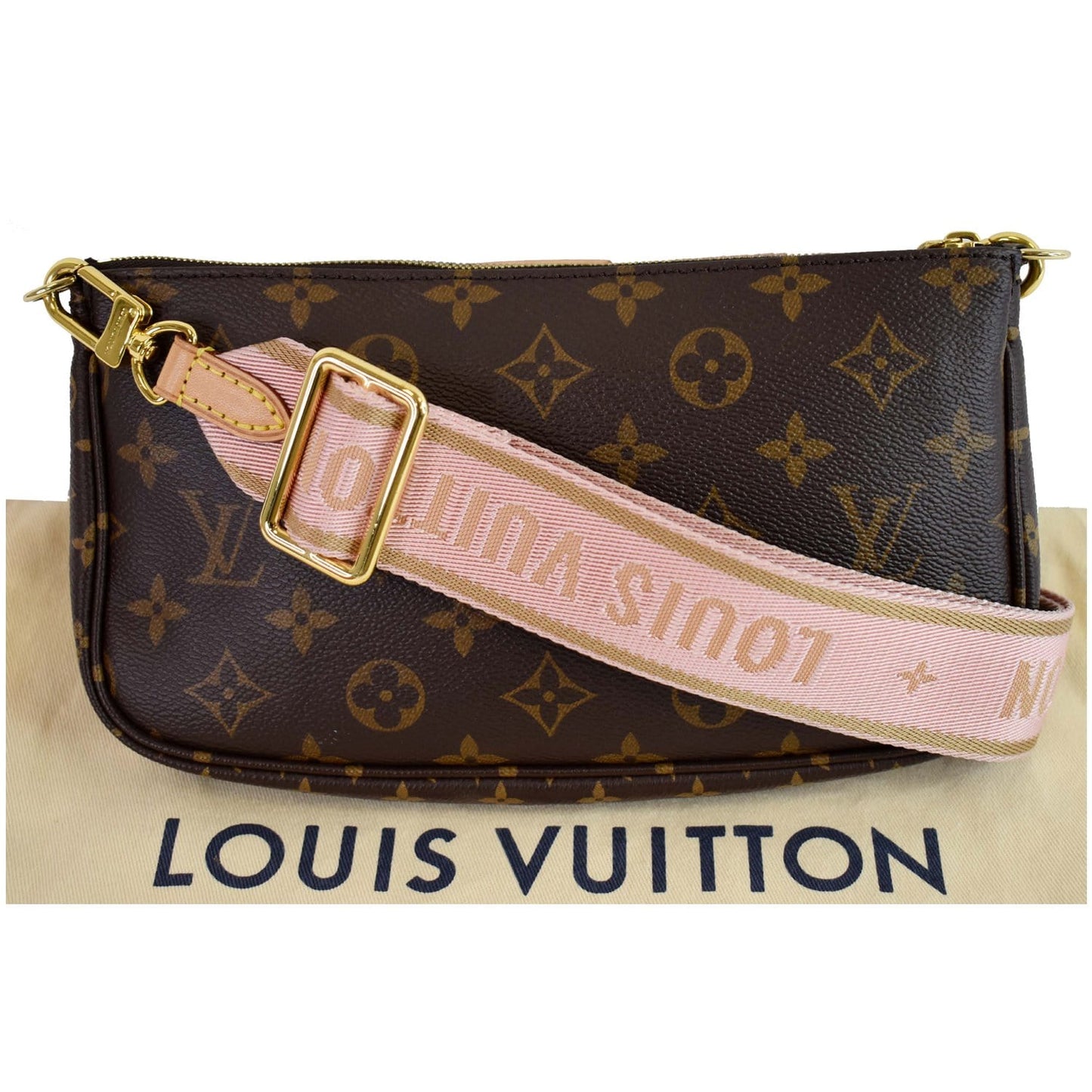 LOUIS VUITTON Multi Pochette Accessories Monogram Canvas Shoulder Bag Pink