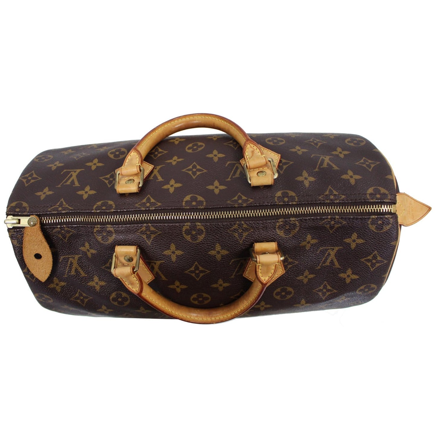 Louis Vuitton Speedy 35 Monogram Canvas Satchel Bag Brown