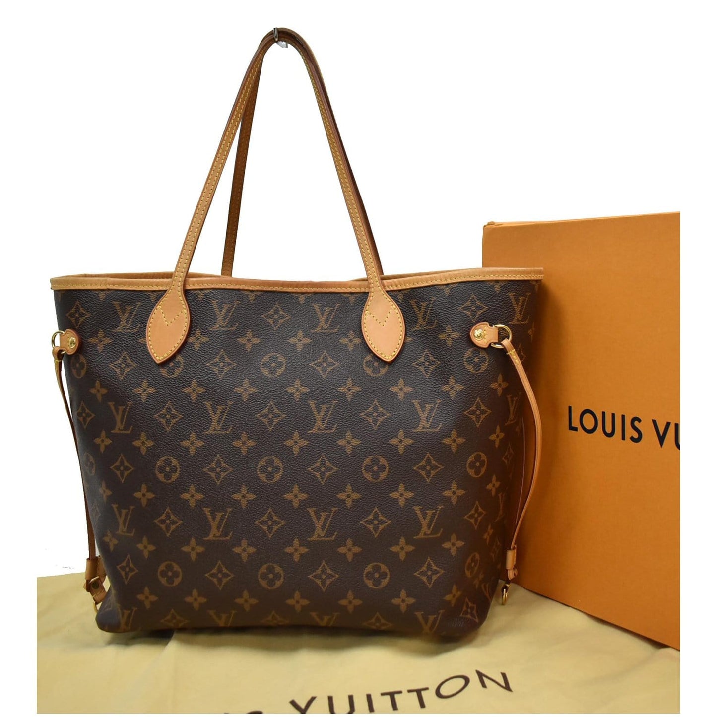 LOUIS VUITTON Neverfull MM Monogram Canvas Tote Shoulder Bag Brown