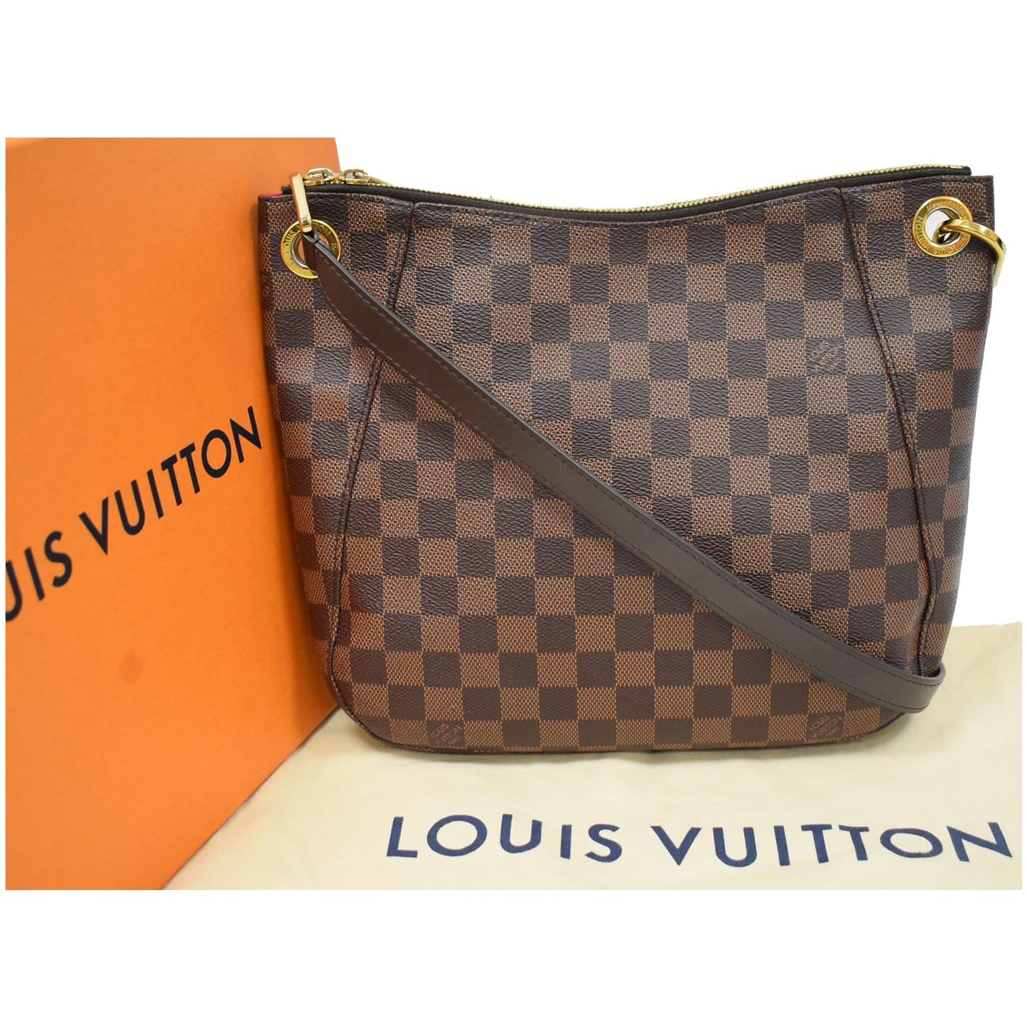 LOUIS VUITTON South Bank Besace Damier Ebene Crossbody Bag Brown