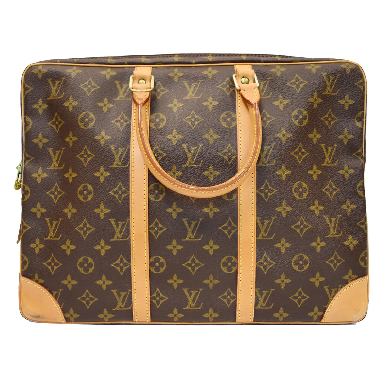 LOUIS VUITTON Porte-Documents Voyage Monogram Canvas Briefcase Bag Brown