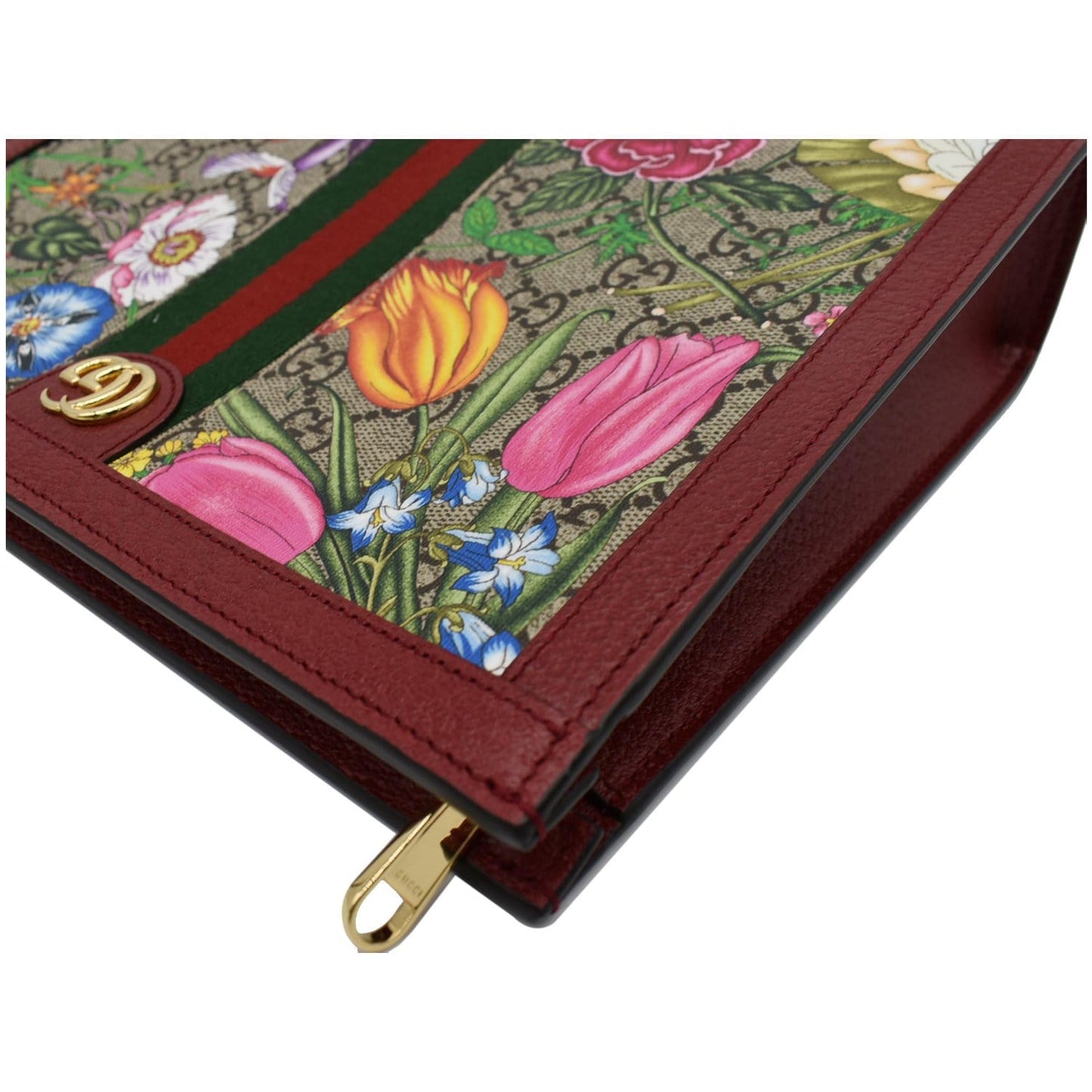 GUCCI Ophidia GG Floral Canvas Pouch Bag Red 625549