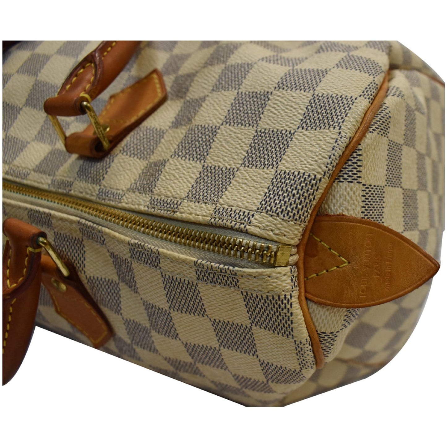 LOUIS VUITTON Speedy 35 Damier Azur Satchel Bag White