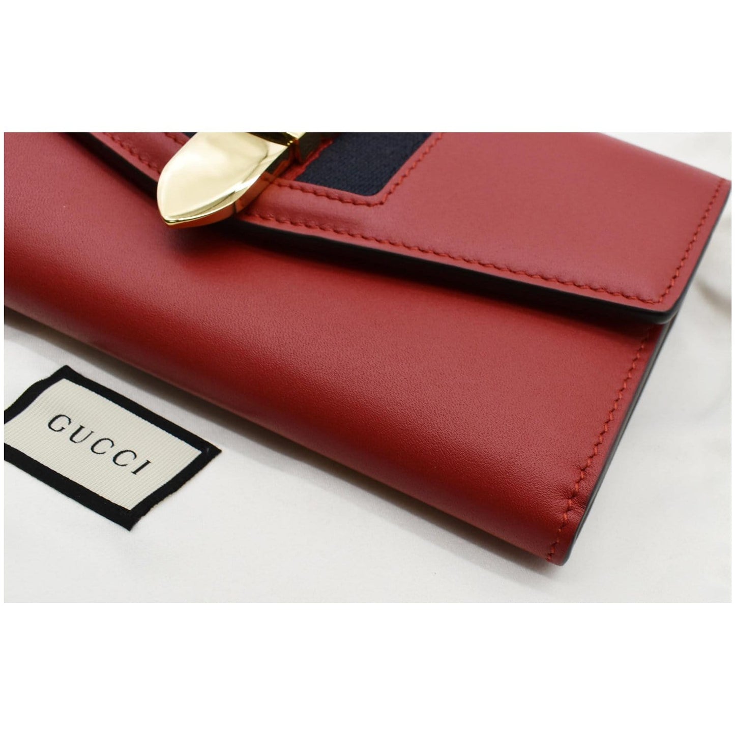 GUCCI Sylvie Continental Leather Wallet Red 476084 - Final Sale