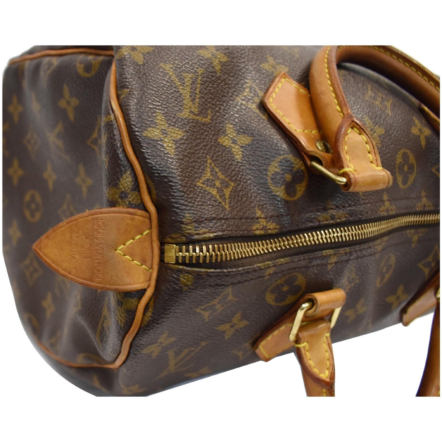 LOUIS VUITTON Speedy 30 Monogram Canvas Satchel Bag Brown