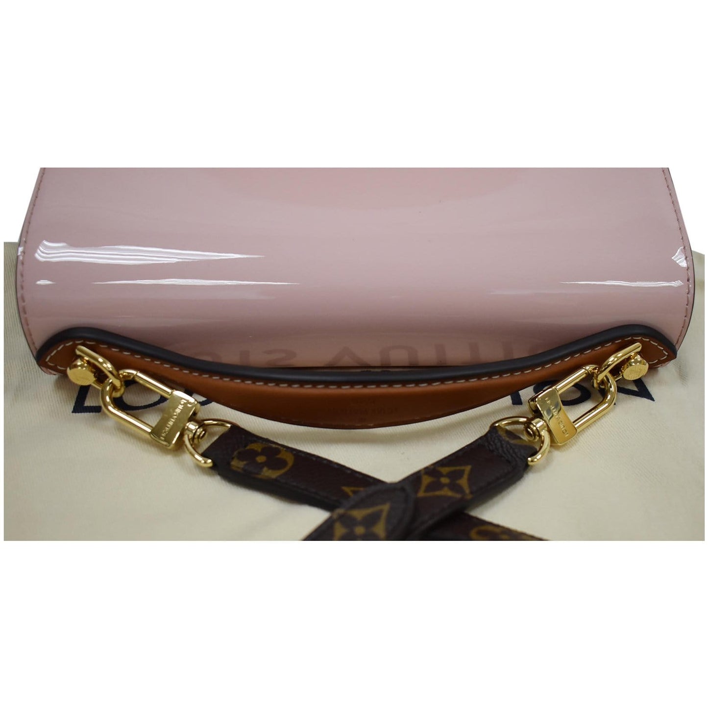 LOUIS VUITTON Cherrywood BB Patent Leather Shoulder Bag Rose Ballerine