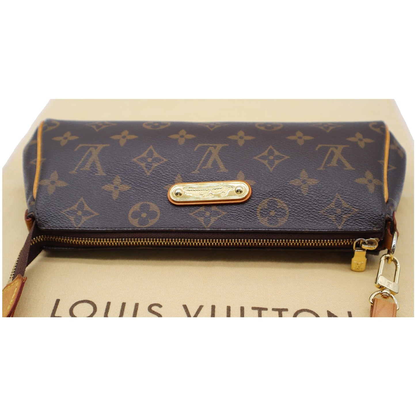 LOUIS VUITTON Eva Monogram Canvas Pochette Crossbody Bag Brown