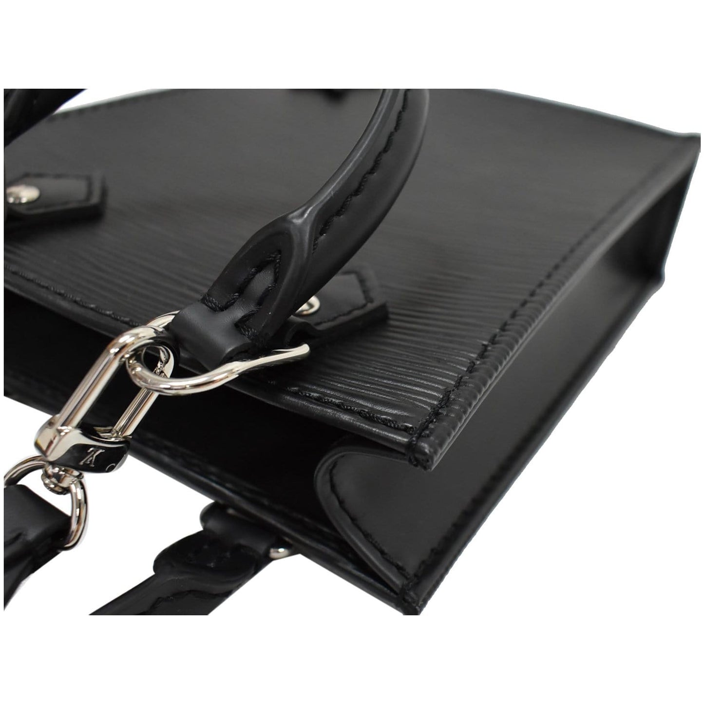 LOUIS VUITTON Petit Sac Plat Epi Leather Crossbody Bag Black
