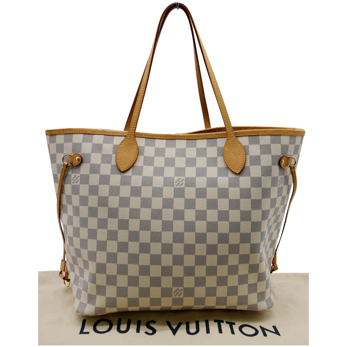 LOUIS VUITTON Neverfull MM Damier Azur Tote Bag Rose Ballerine