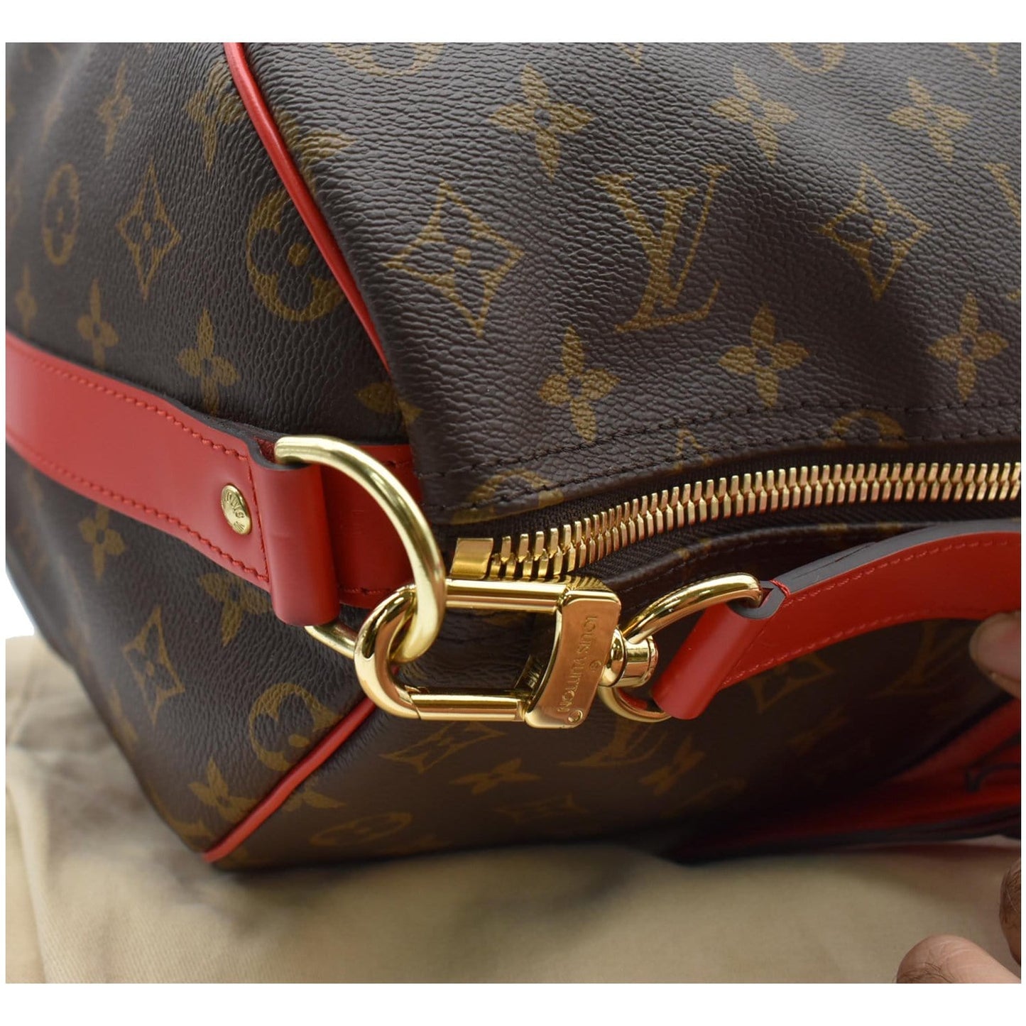 LOUIS VUITTON Keepall 50 Bandouliere Monogram Travel Bag Coquelicot