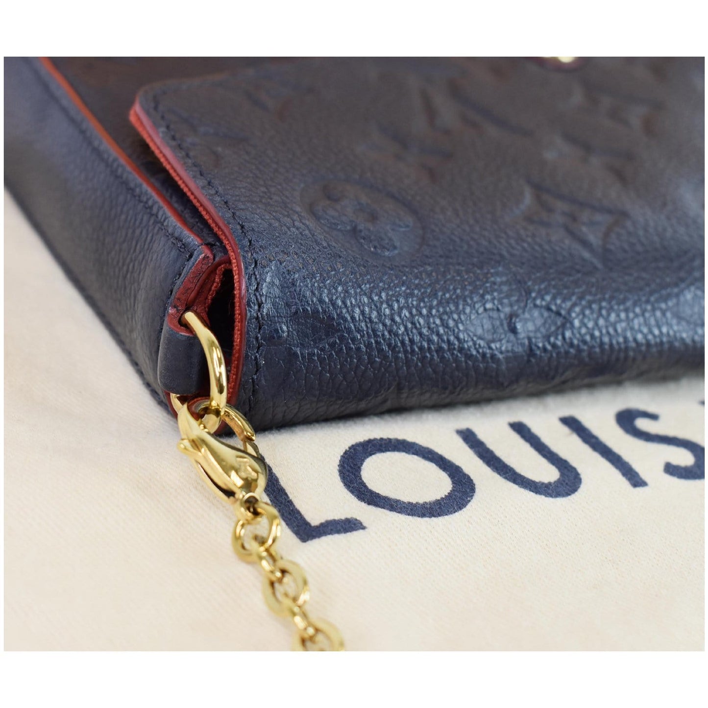 LOUIS VUITTON Pochette Felicie Monogram Empreinte Chain Wallet Navy - 20% OFF