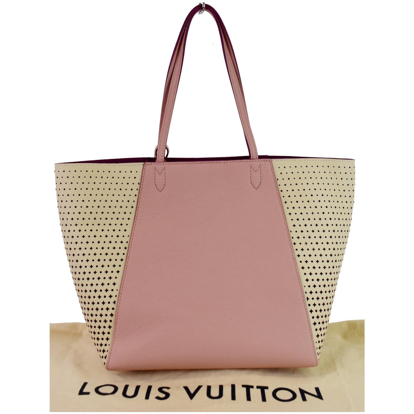 LOUIS VUITTON Lockme Cabas Perforated Leather Shoulder Bag Pink
