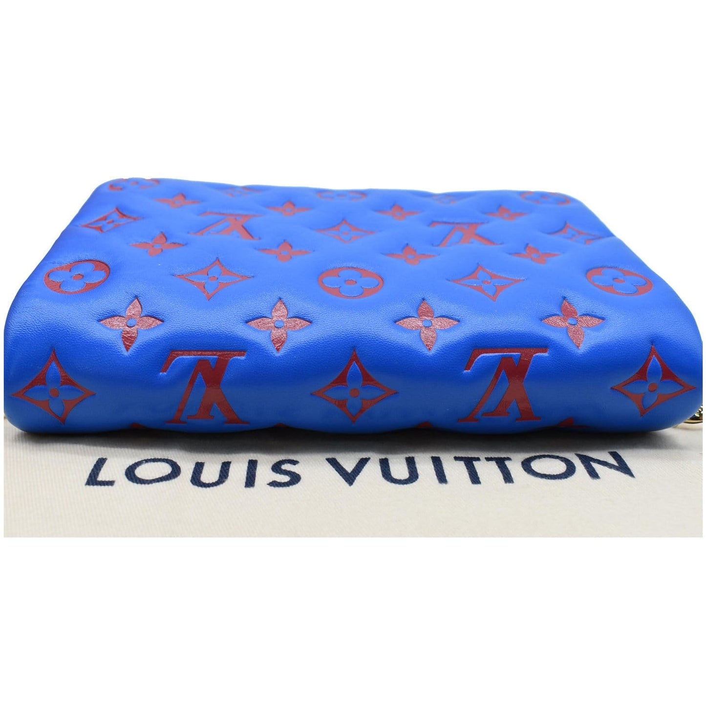 LOUIS VUITTON Coussin Monogram Embossed Pochette Crossbody Bag Blue