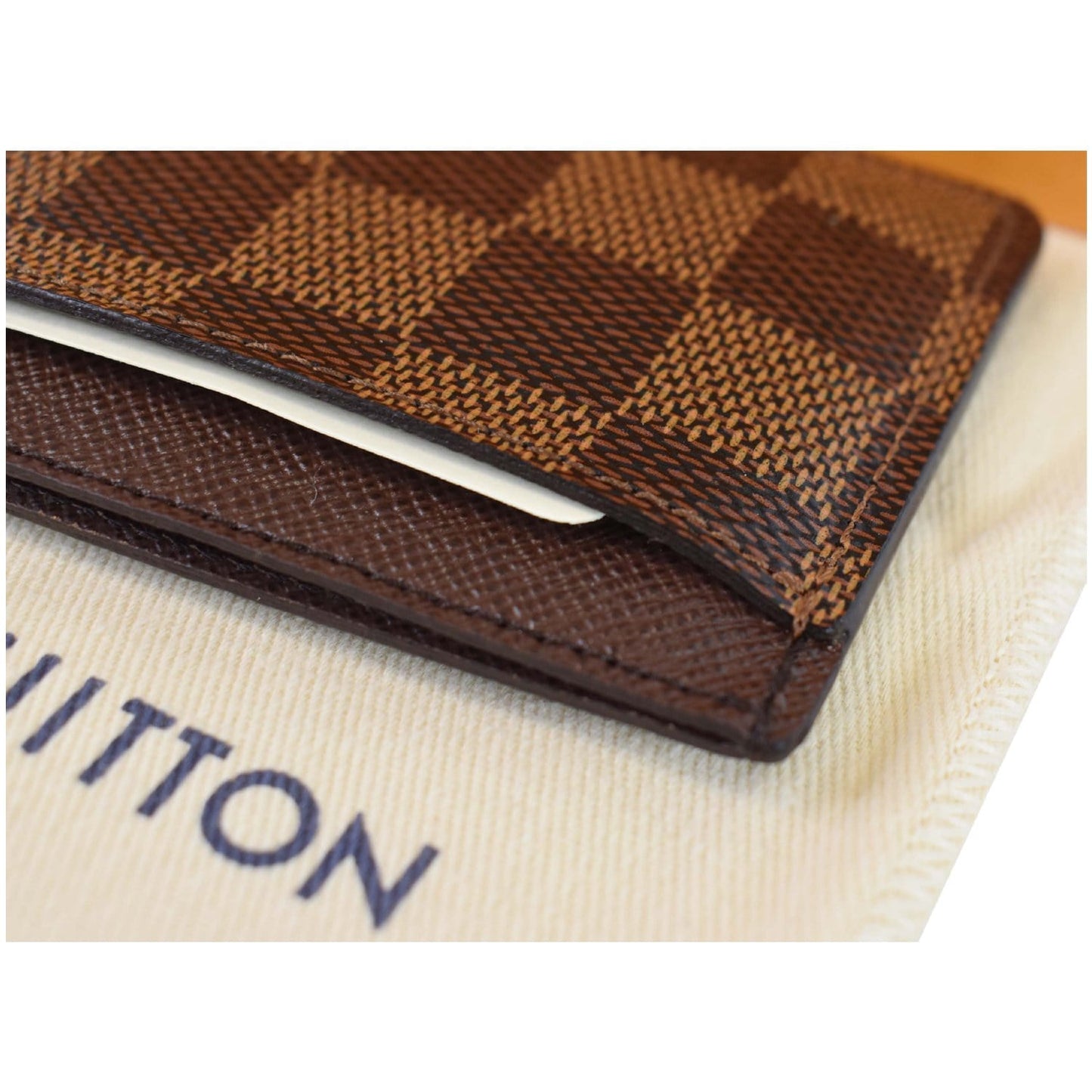 LOUIS VUITTON Damier Ebene Card Holder Brown
